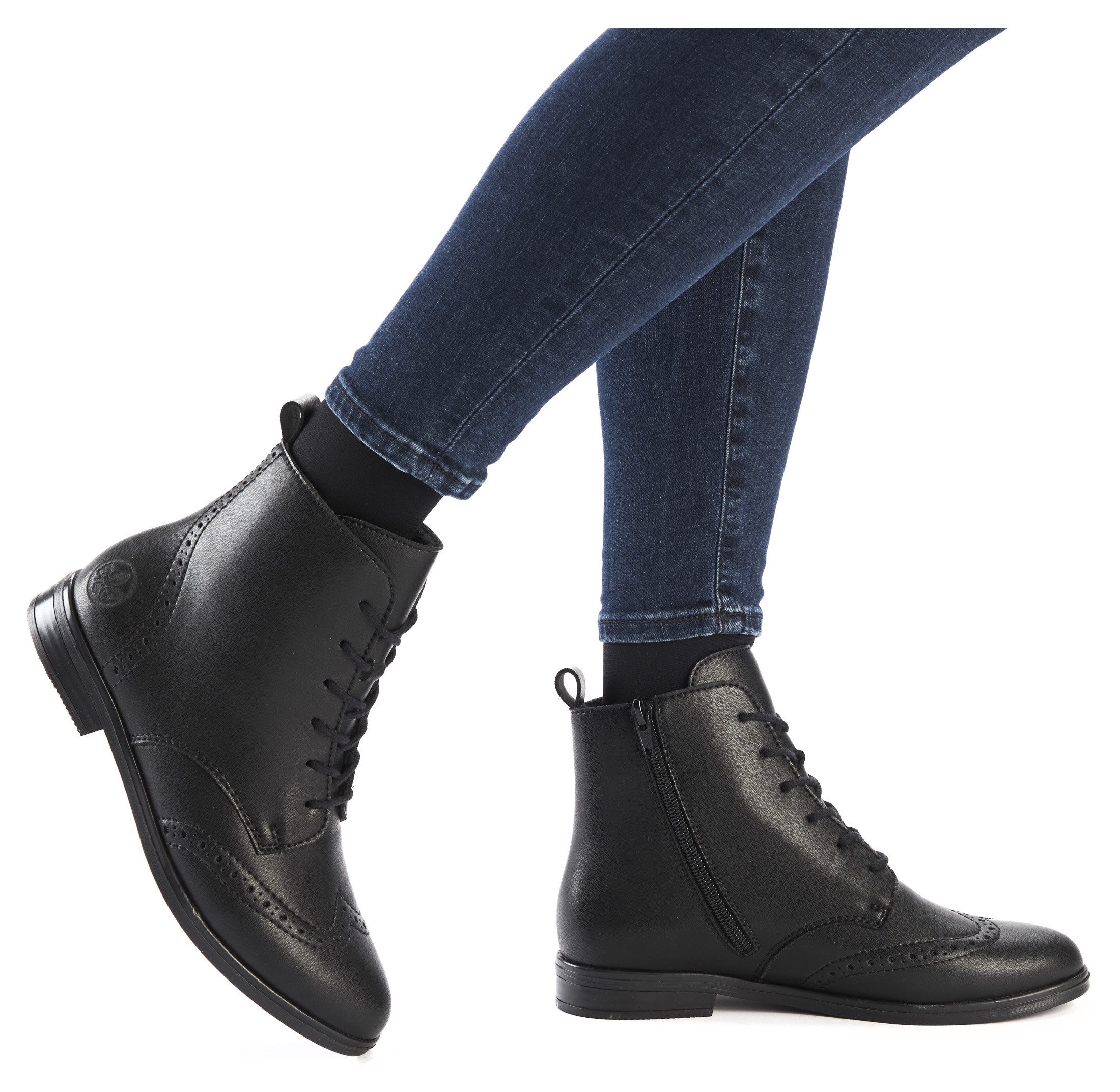 Rieker Veterlaarsjes , veterschoenen, blokhak, met aanhaallus