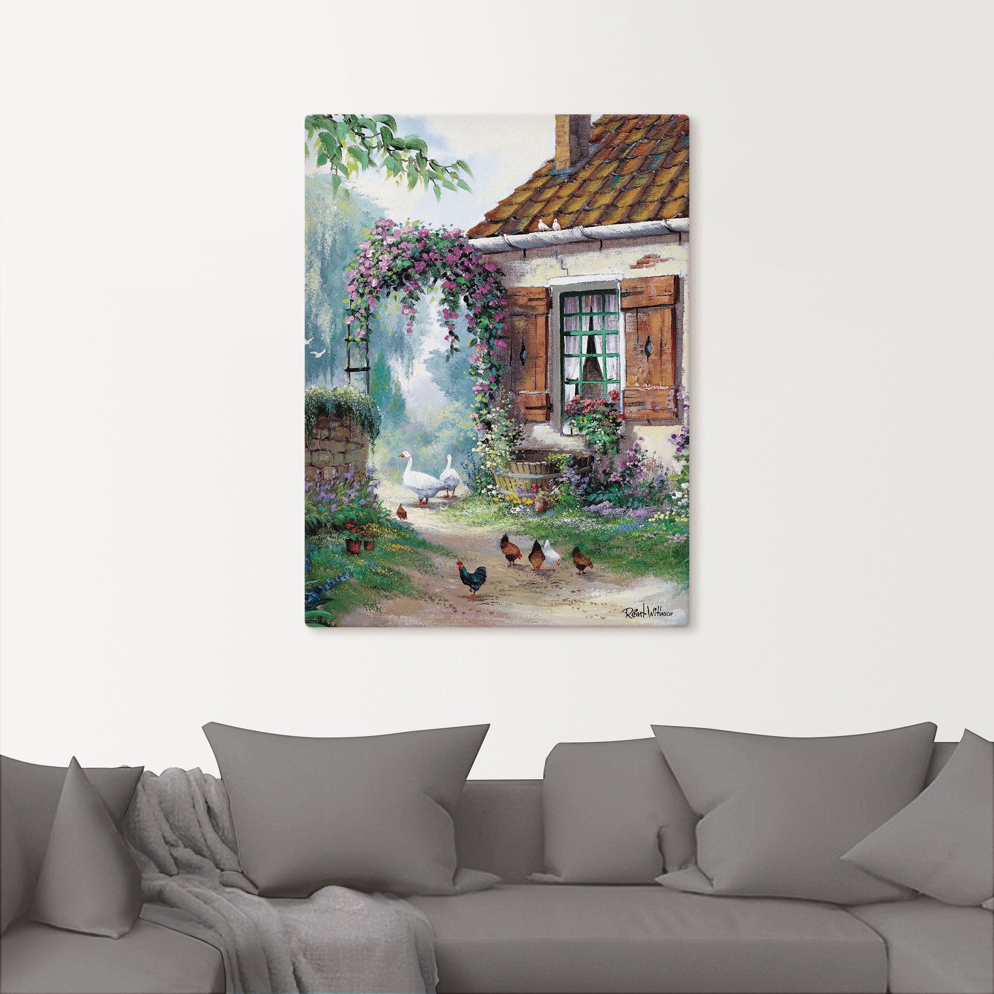 Artland Artprint op linnen De boerderij gespannen op een spieraam