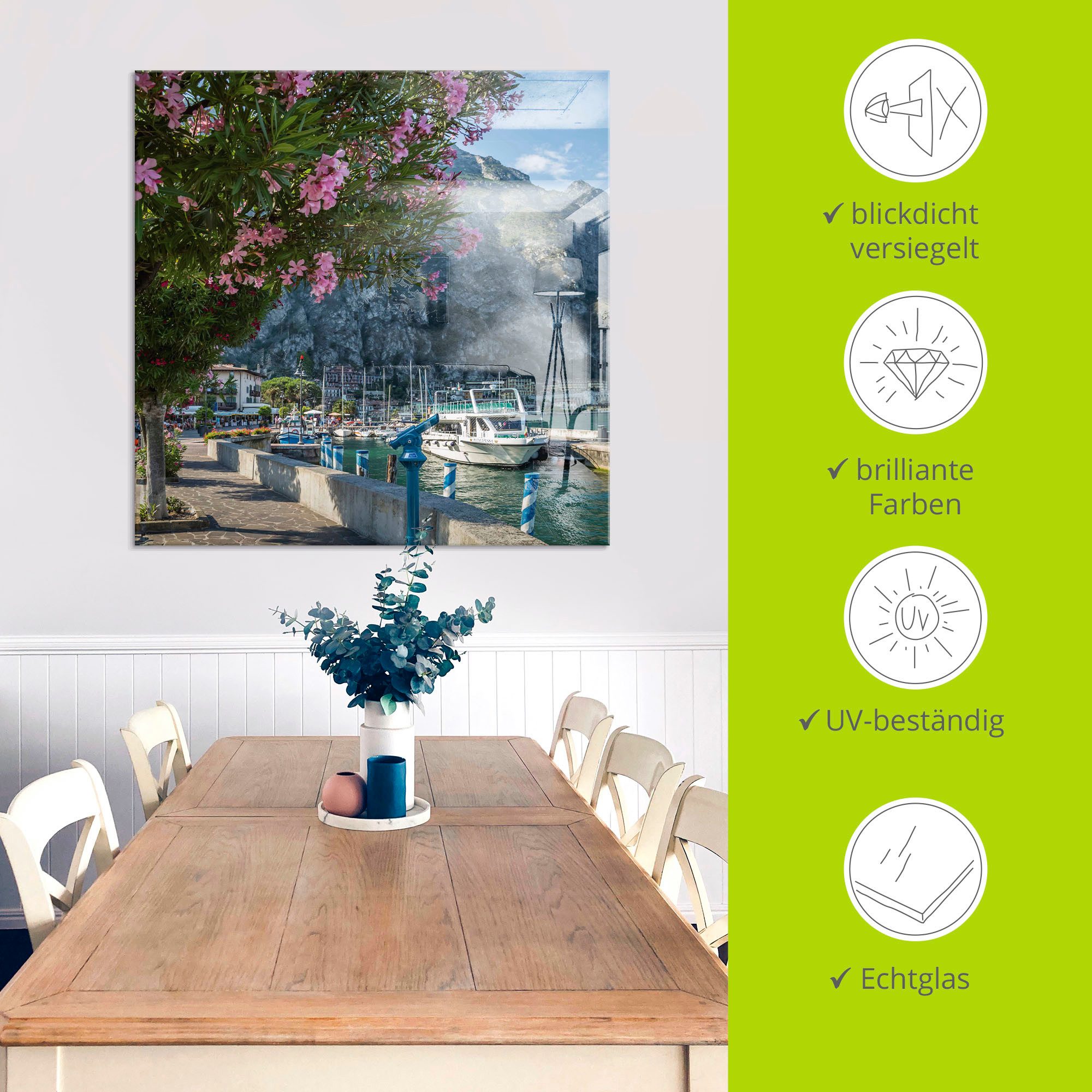 Artland Print op glas Gardameer haven Limone sul Garda II