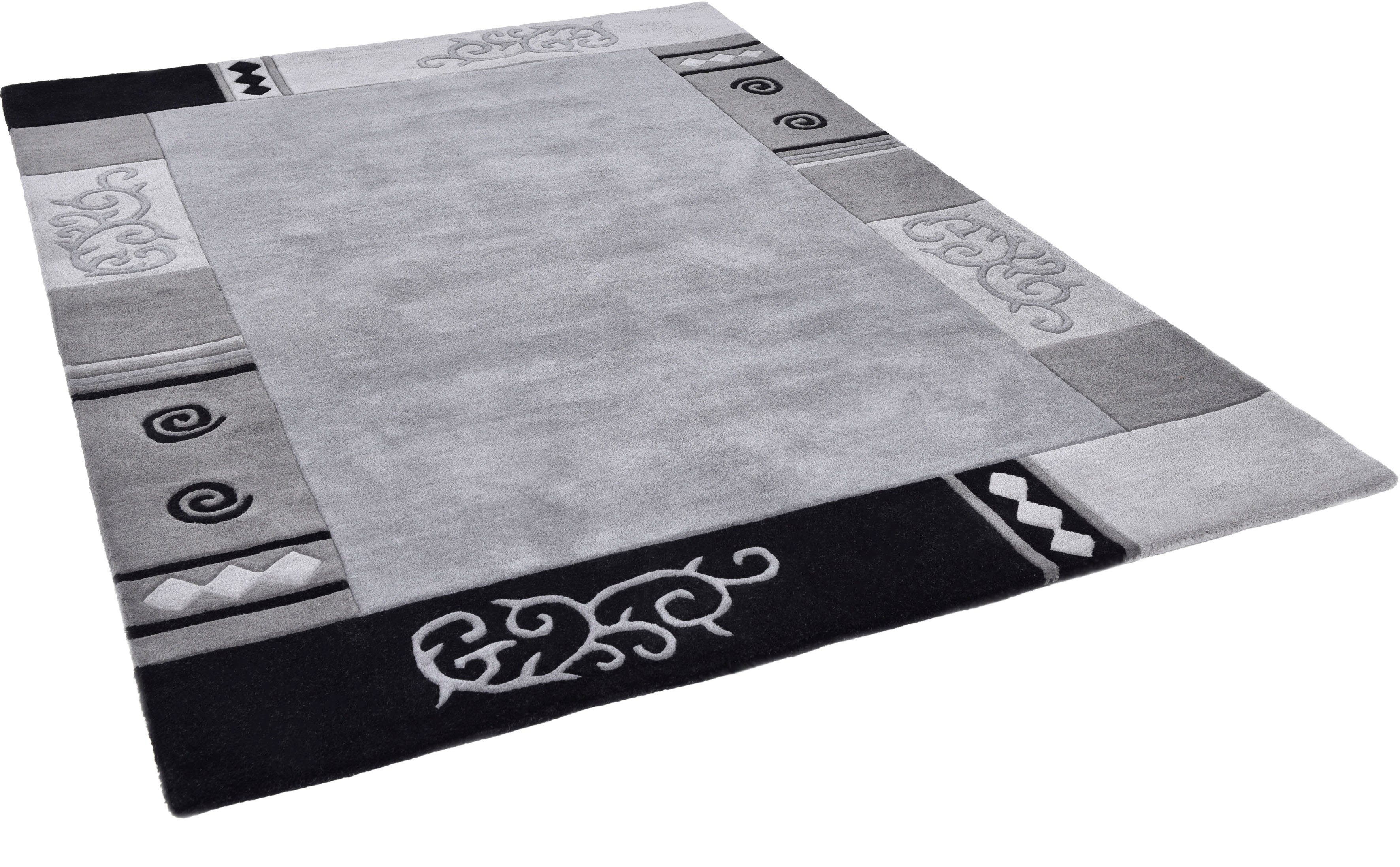 THEKO Wollen kleed AMBADI zuiver scheerwol, handgetuft, met randdessin, modern