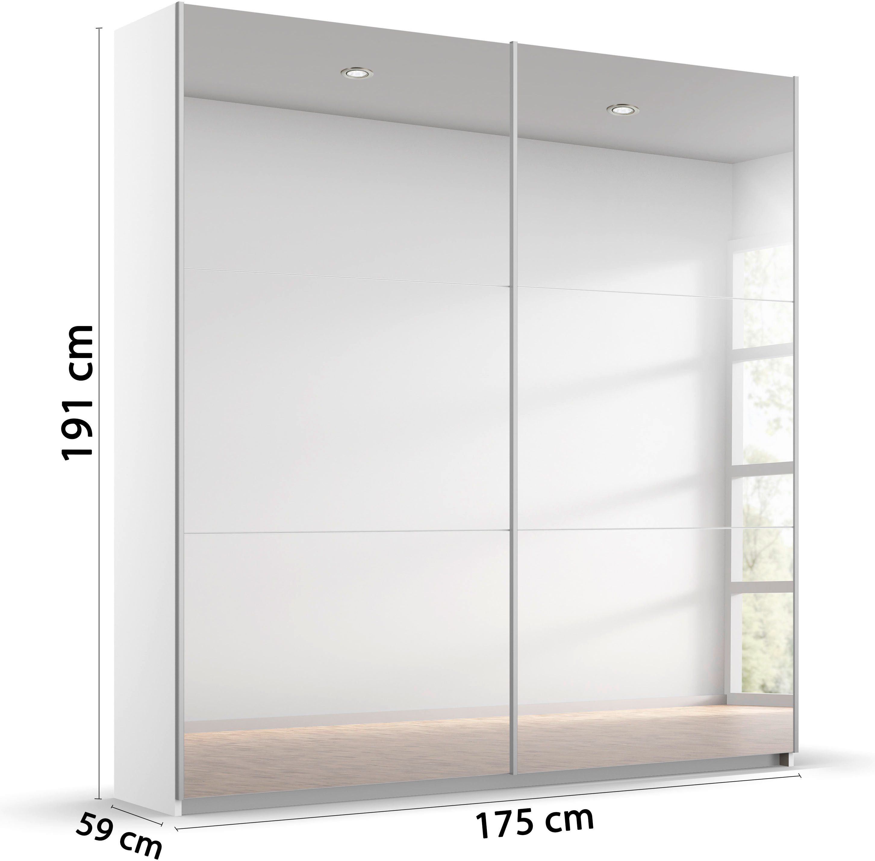 rauch Zweefdeurkast Kledingkast kast garderobe REFLECT inclusief praktische binneninrichting met veel opbergruimte made in germany