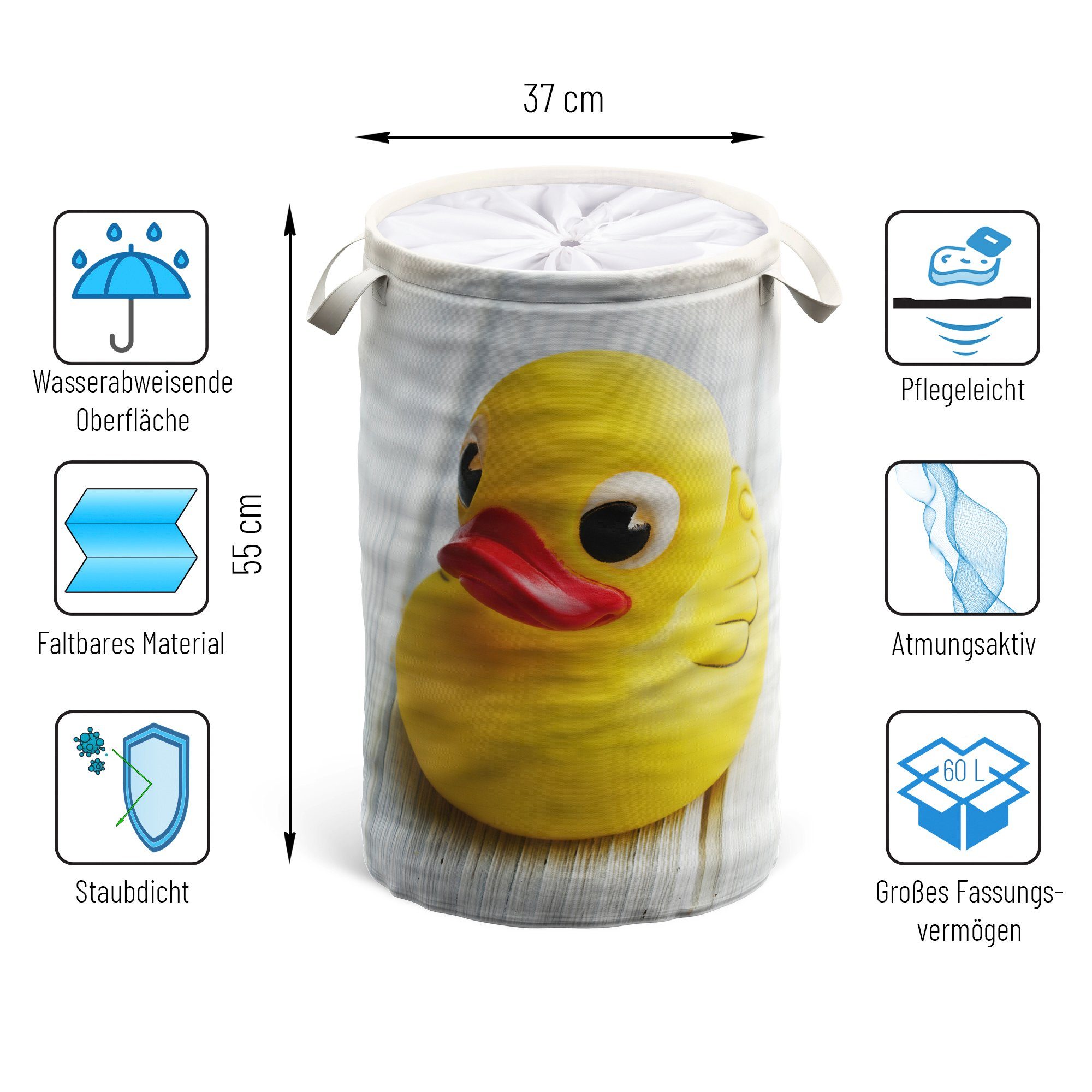 Sanilo Wasmand Piepeend 60 liter, opvouwbaar, met bescherming tegen inkijk