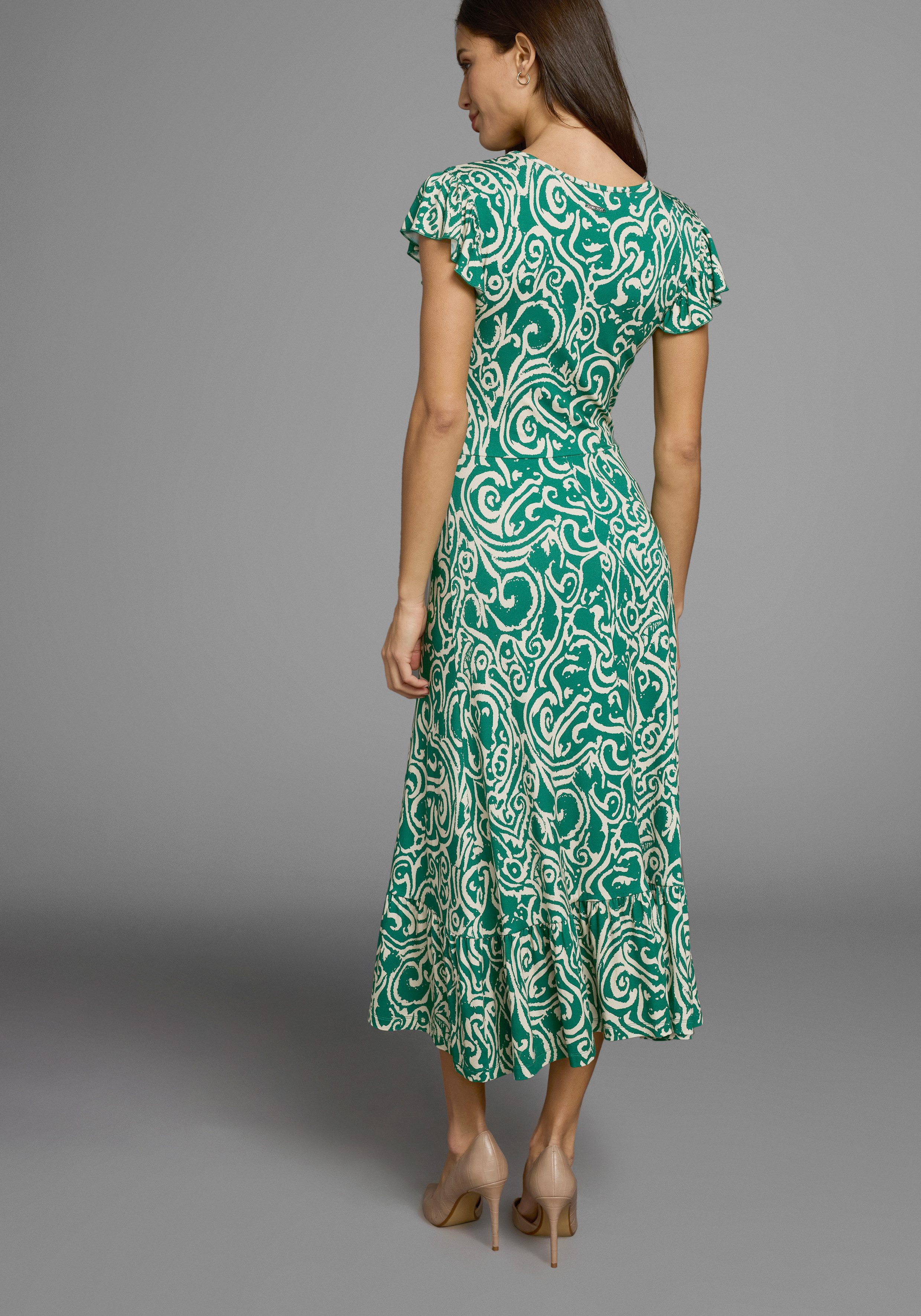 Laura Scott Zomerjurk met all-over print & licht geraffineerde vleugel mouwen - nieuwe collectie