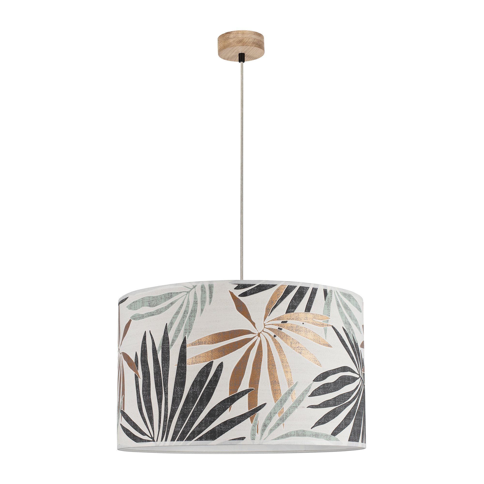 BRITOP LIGHTING Hanglamp HOJA Hanglamp, lampenkap van gelamineerd behang, plafondrozet van eikenhout, in te korten, bijpassende LM E27 / exclusief, Made in Europe