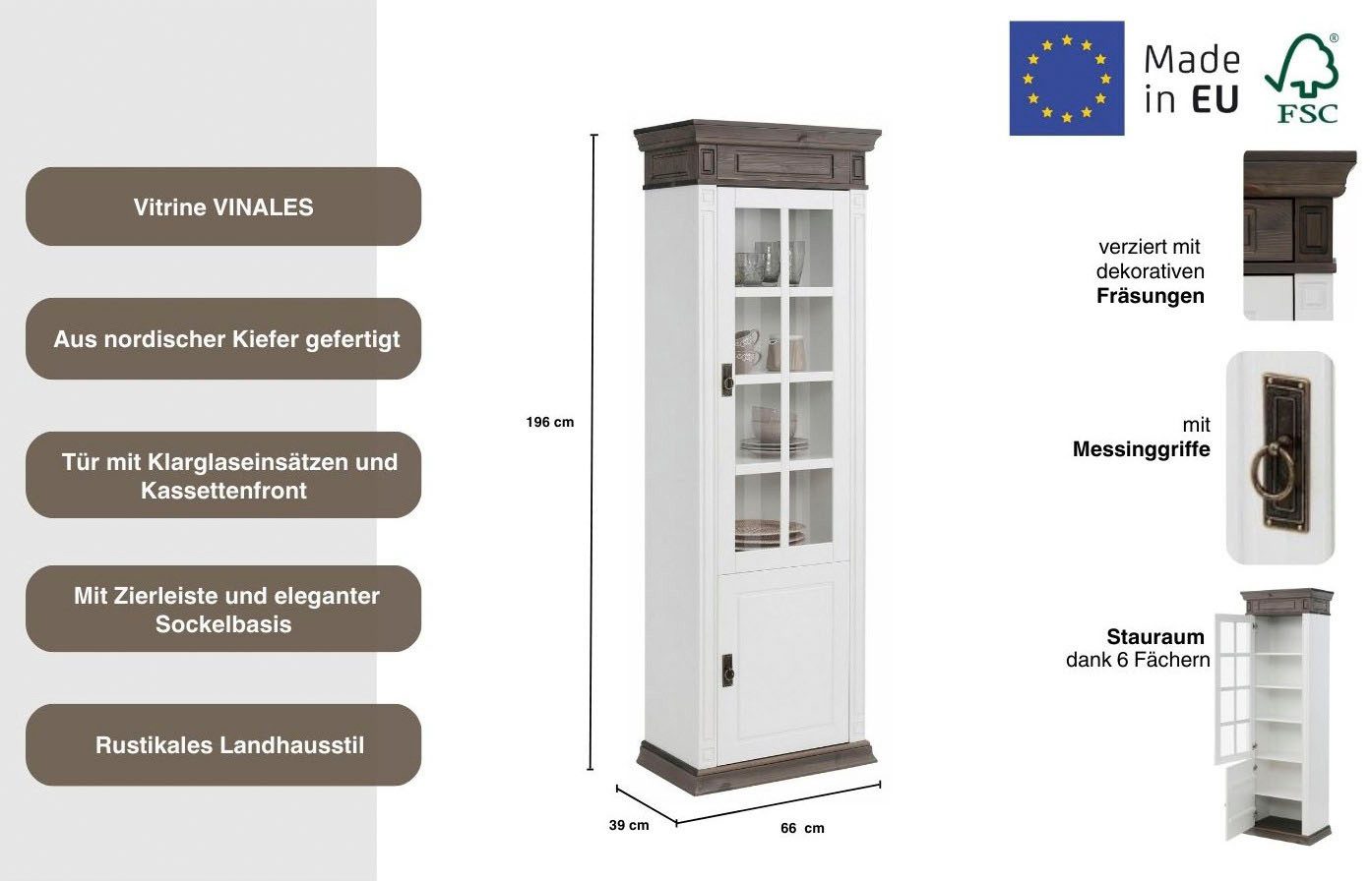 Home affaire Vitrinekast Vinales , hoogte 196 cm