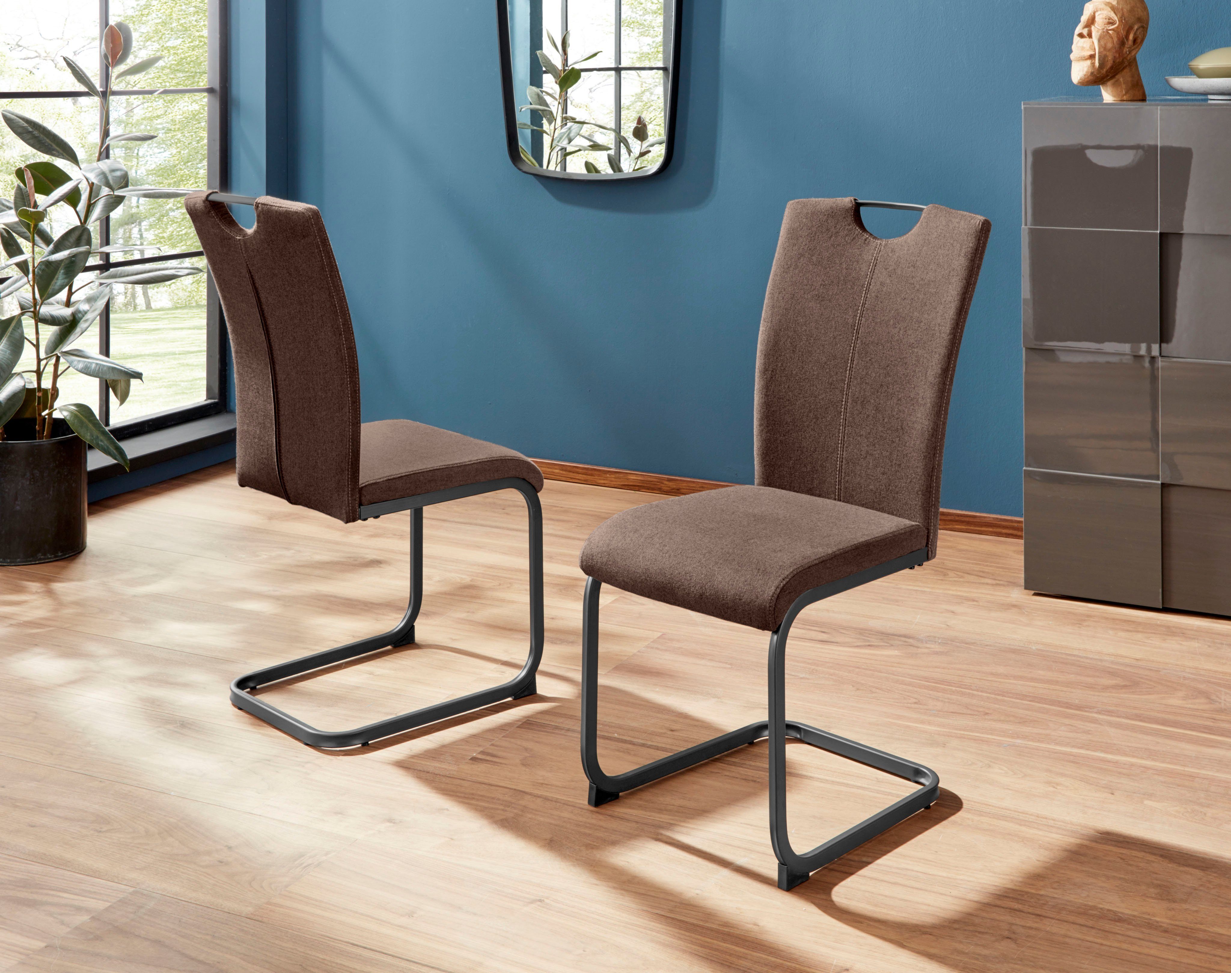 Homexperts Eetkamerstoel Viva (set van 2 of 4), overtrekstof in weefstof, metalen frame in antraciet (set)