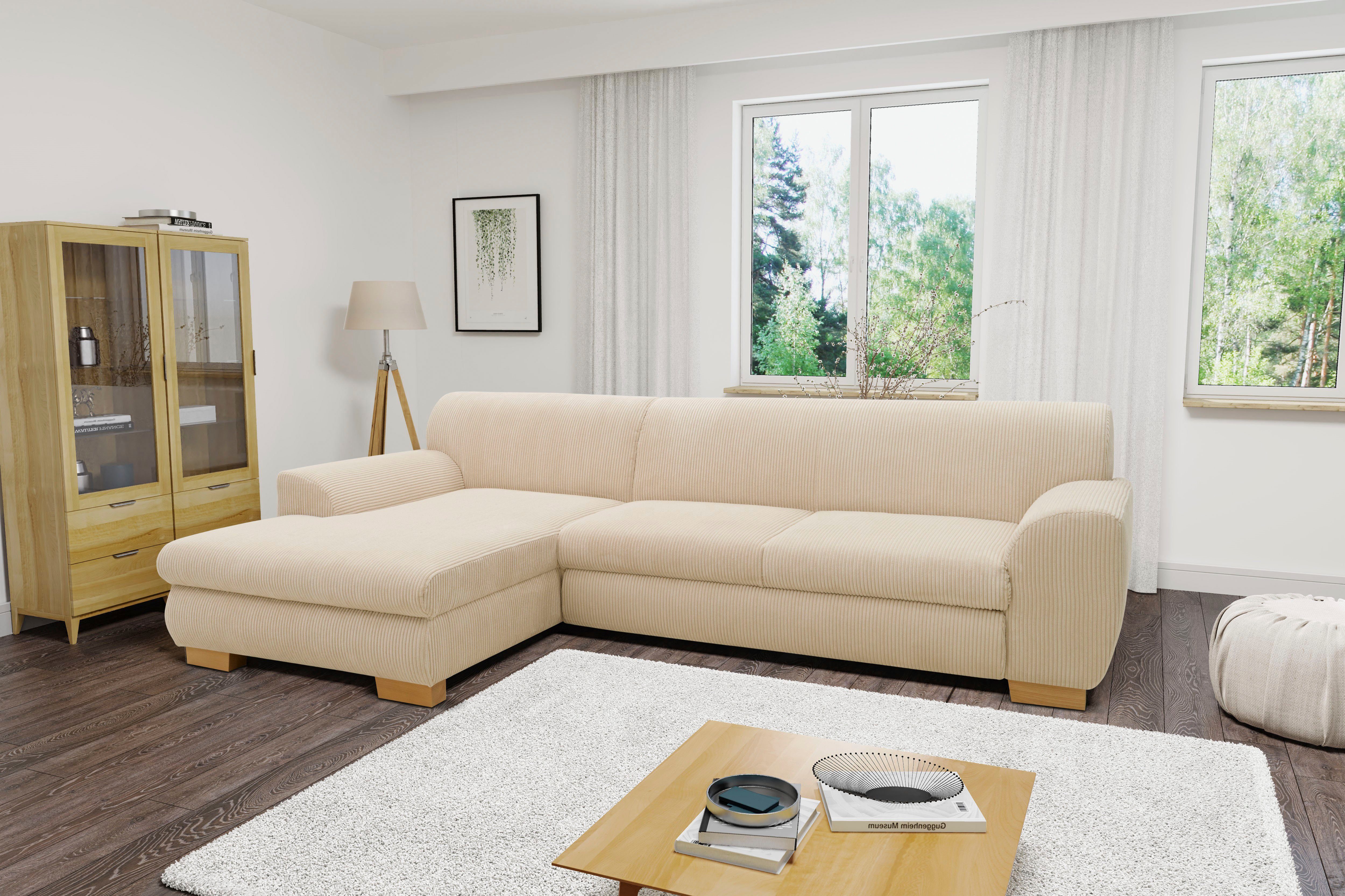 Home affaire Hoekbank Nika L-vorm naar keuze met slaapfunctie, ook in cord beige, hoekbanken, Zonder slaapfunctie, ohne Bettfunktion