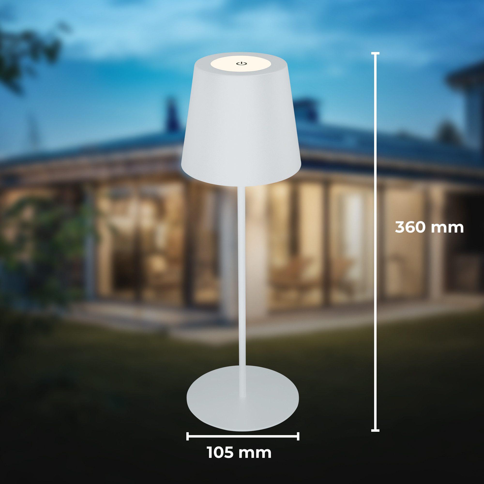 B.K.Licht Tafellamp voor buiten BK_TL1594 Accu LED tafellamp, 3-niveau touchdimmer, met USB 2.700 k, 200 lm, 2,5w, ip44, 12h brandduur, 36 x 10,5 cm, wit (1 stuk)