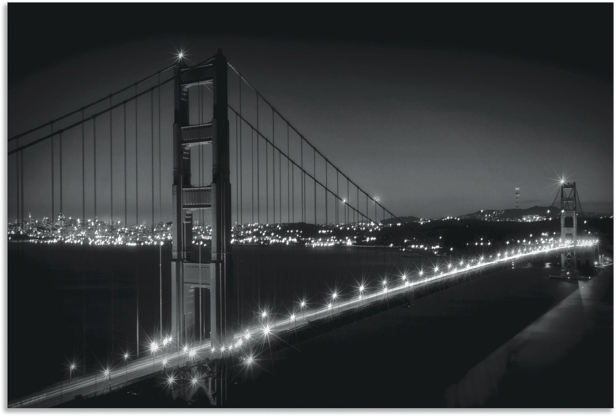 Artland Artprint Golden Gate Bridge ‘s avonds in vele afmetingen & productsoorten - artprint van aluminium / artprint voor buiten, artprint op linnen, poster, muursticker / wandfol