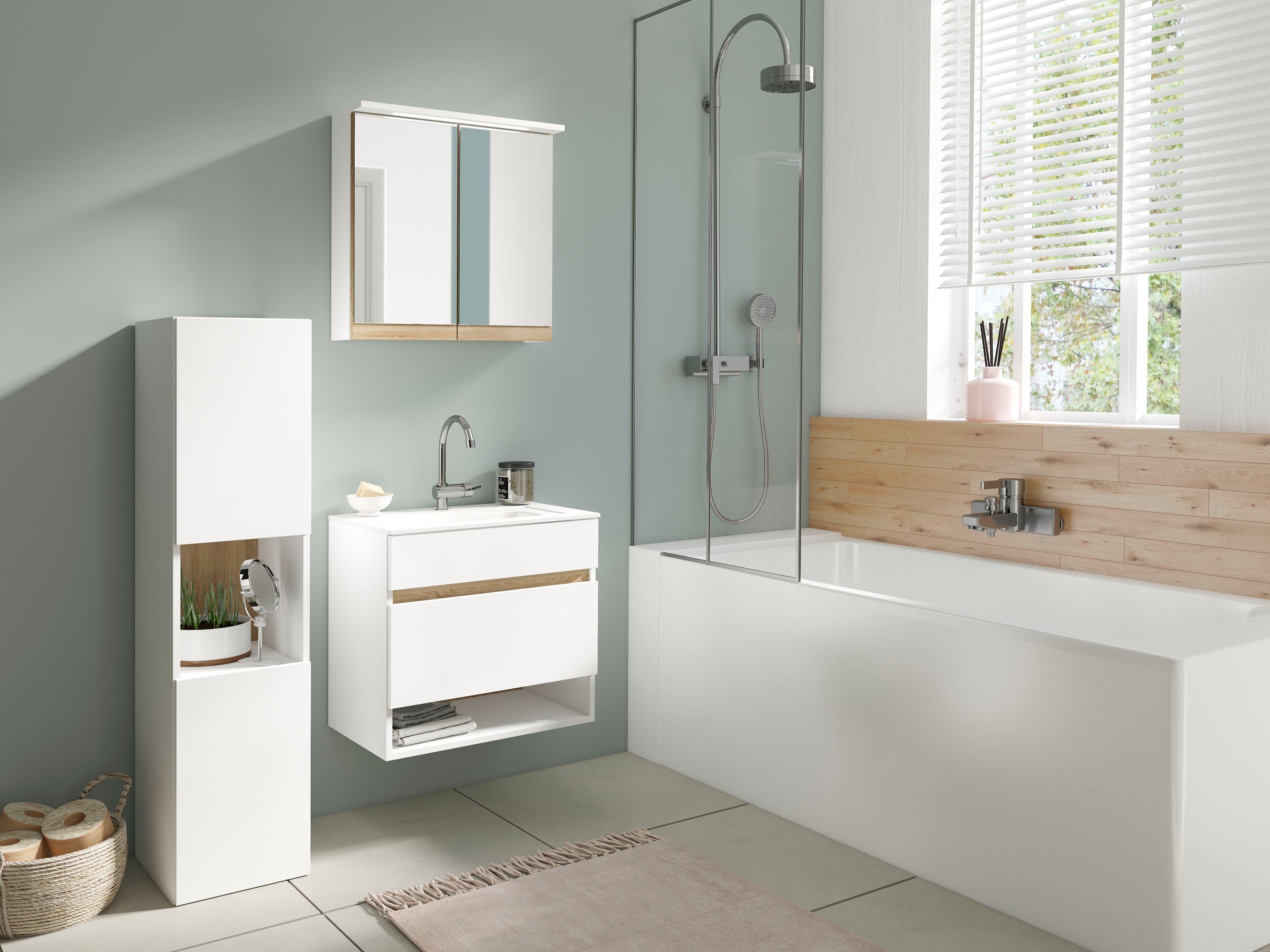 byLIVING Spiegelkast Marino Breedte 60 cm, met soft-closefunctie deuren, inclusief ledverlichting