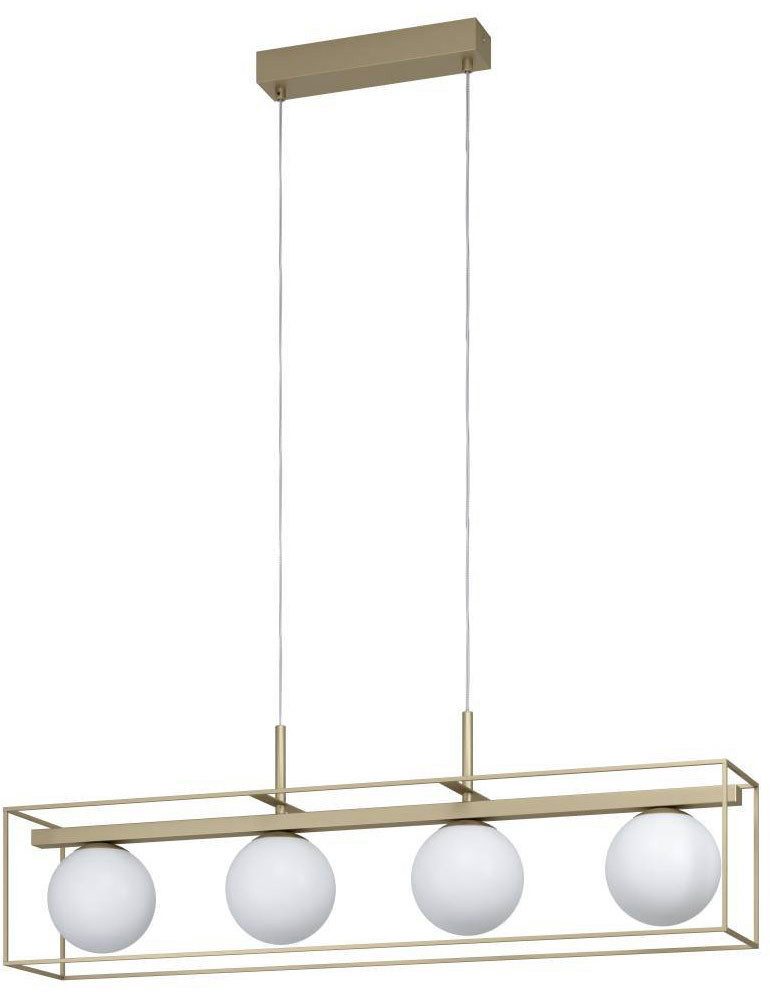 EGLO Hanglamp VALLASPRA Hanglamp van staal, kleur: champagne, glas: wit, opaal-mat, E14 (1 stuk)