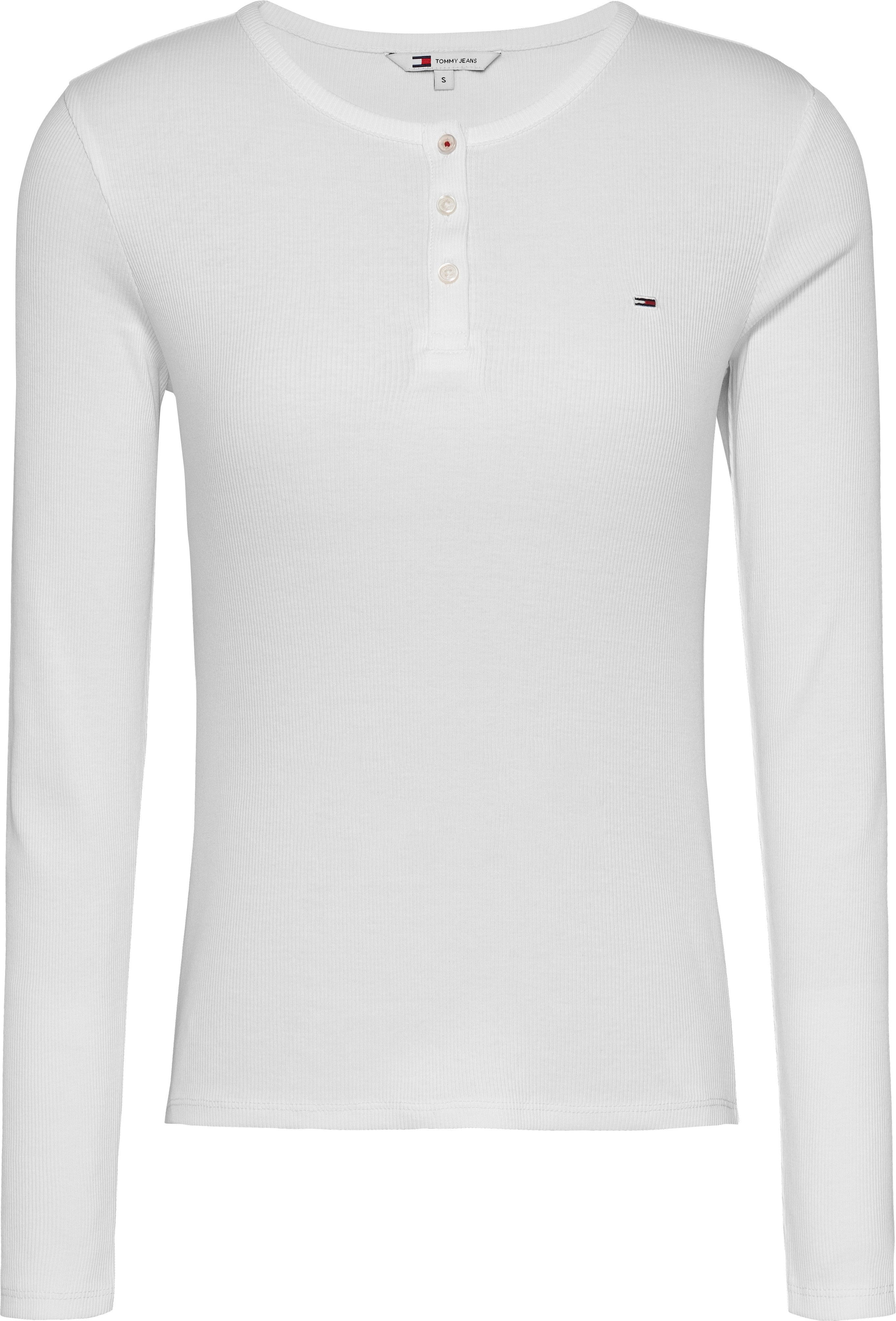 TOMMY JEANS Shirt met lange mouwen TJW SLM BUTTON RIB C-NECK LS EXT