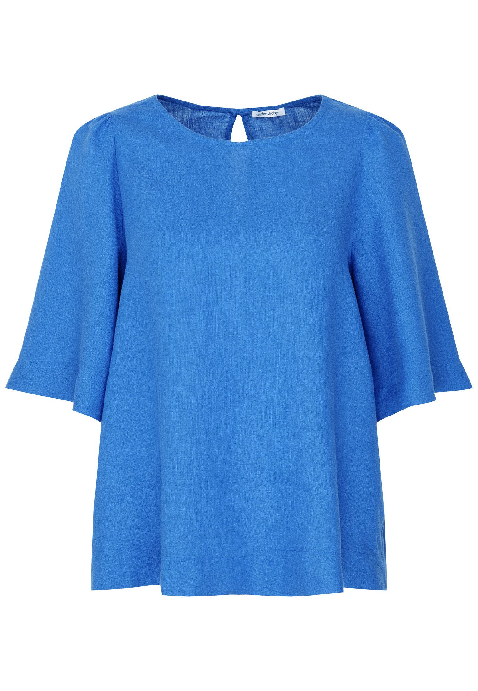 seidensticker Shirtblouse Zwarte roos Korte mouwen ronde hals uni
