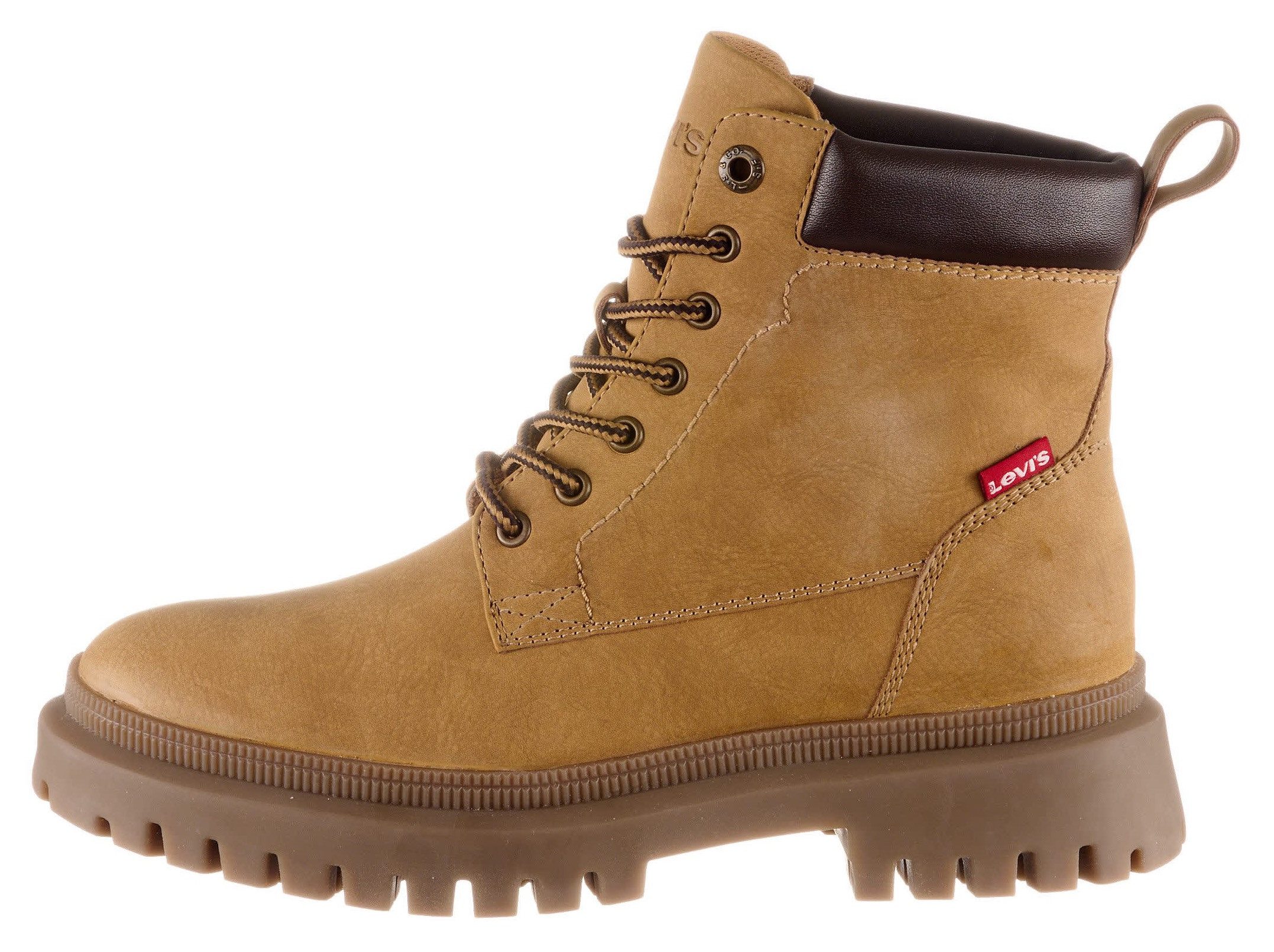 Levi's® Veterschoenen Lennox blokhak, veterschoen, enkellaars, laarzen, gepolsterde schacht