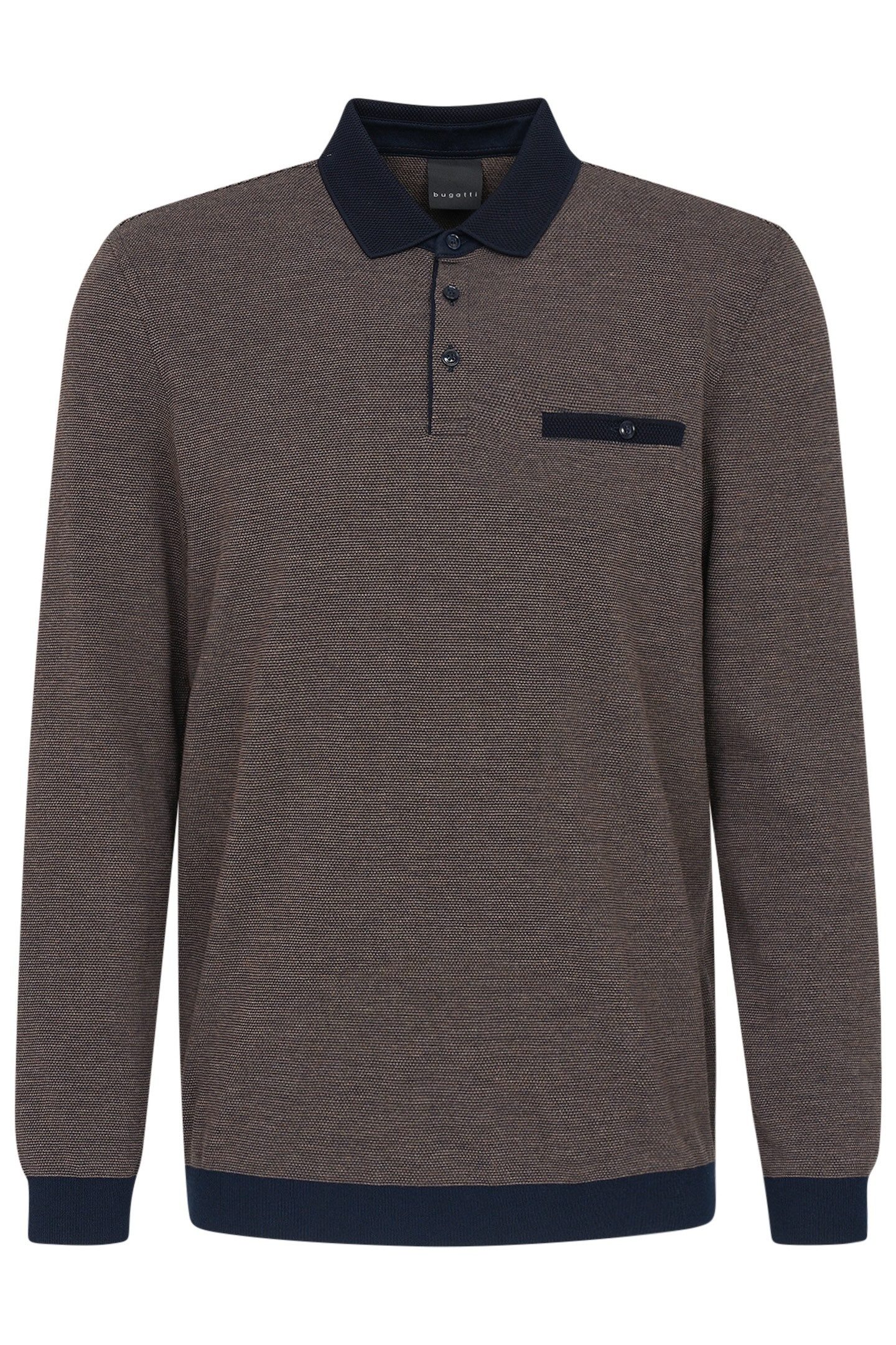Bugatti Poloshirt met lange mouwen met structuurkraag