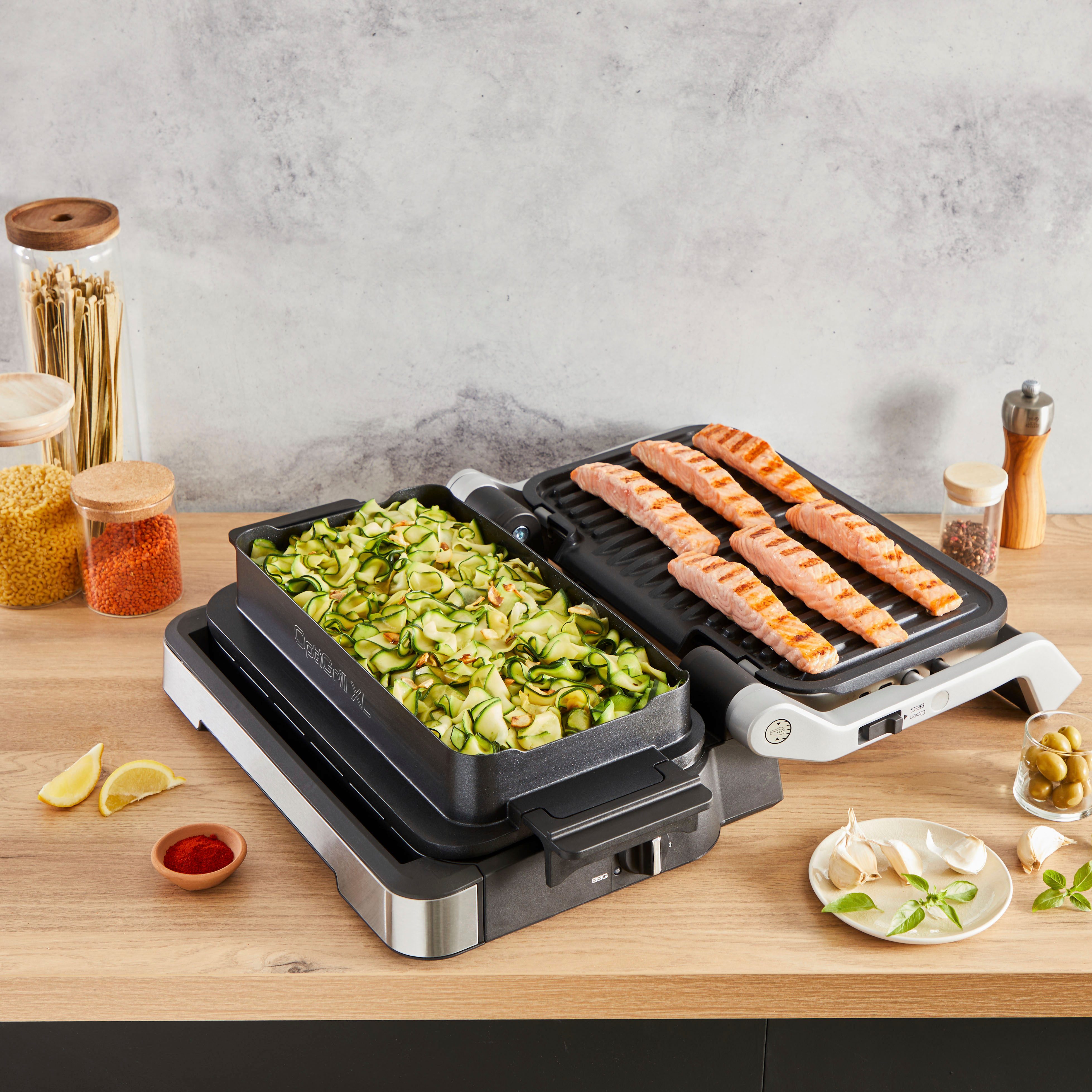 Tefal Bakinzet XA7358 OptiGrill bakplaat XL compact met optigrill 2in1 xl, anti-aanbaklaag aluminium drukgiet (1-delig)
