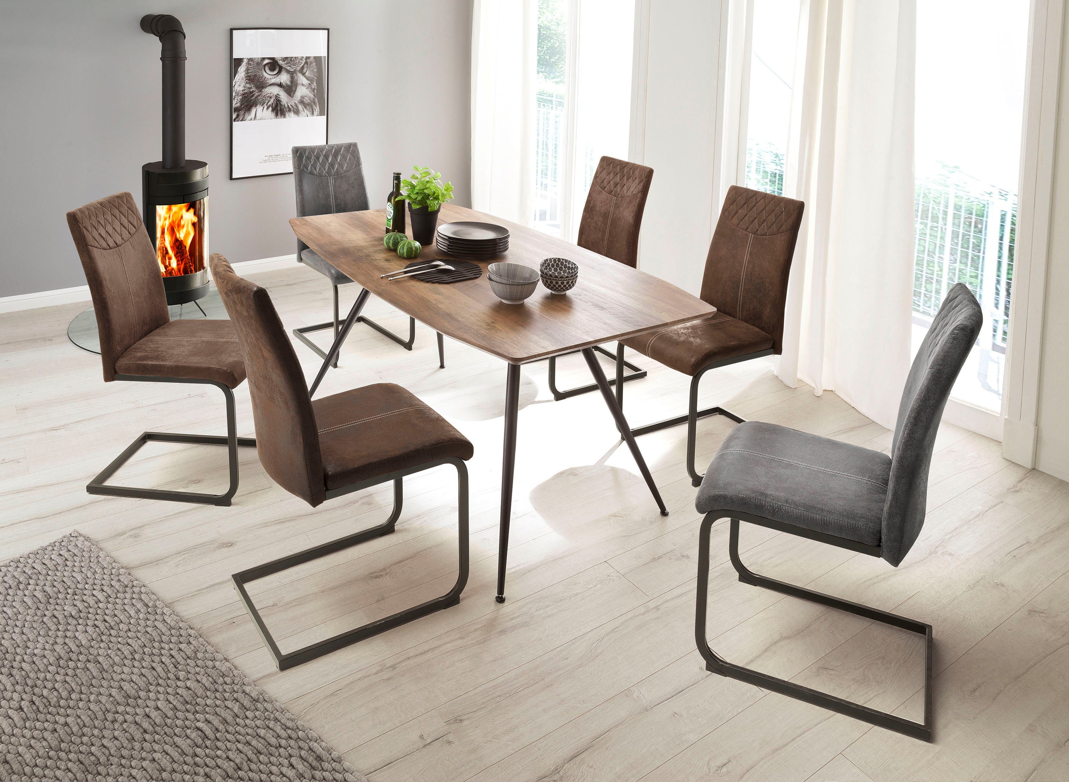 MCA furniture Eetkamerstoel Aosta Bekleding vintage-look, stoel belastbaar tot 120 kg (set, 4 stuks)