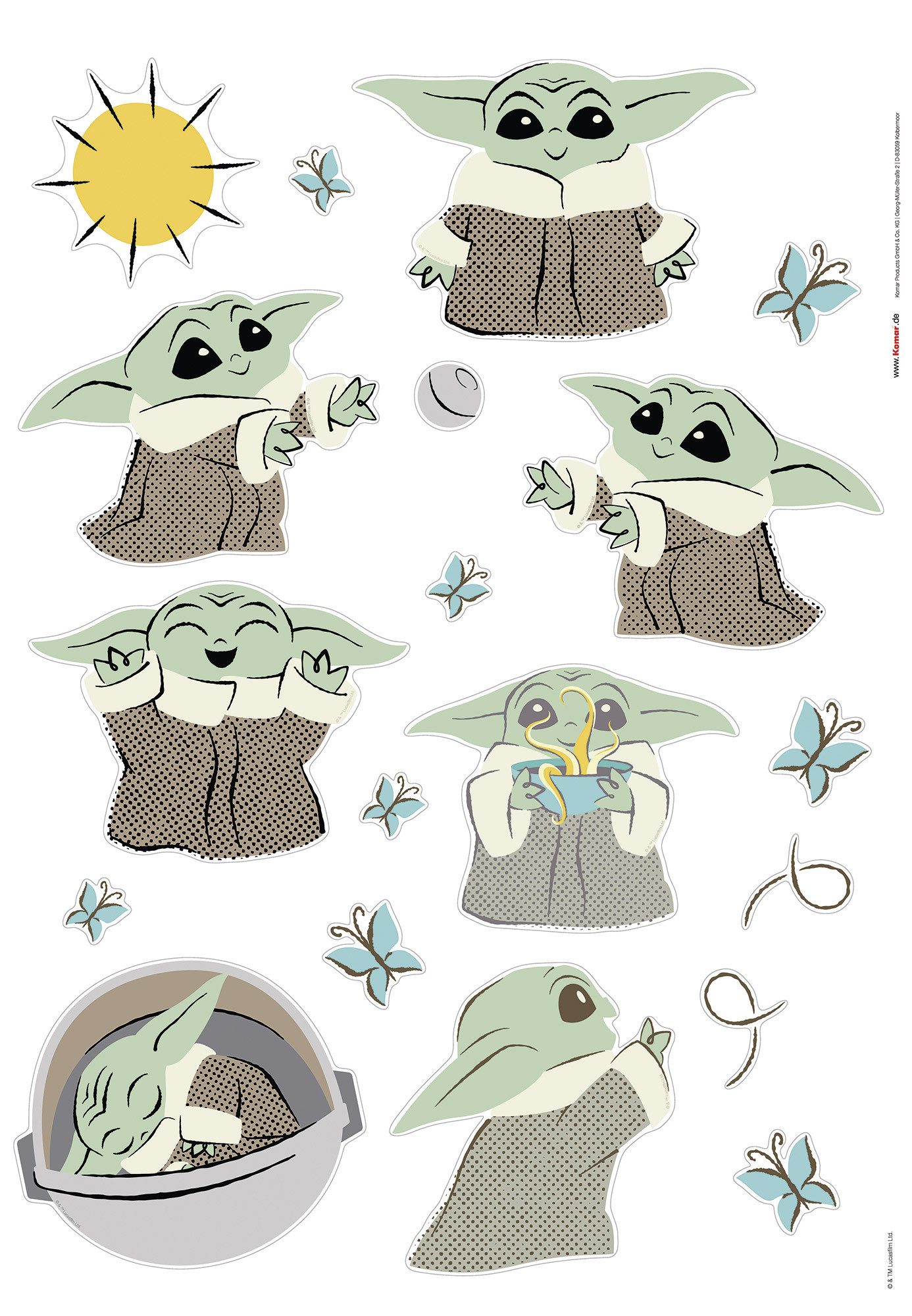 Komar Wandfolie Star Wars The Mandalorian Grogu Sunshine (1 stuk)