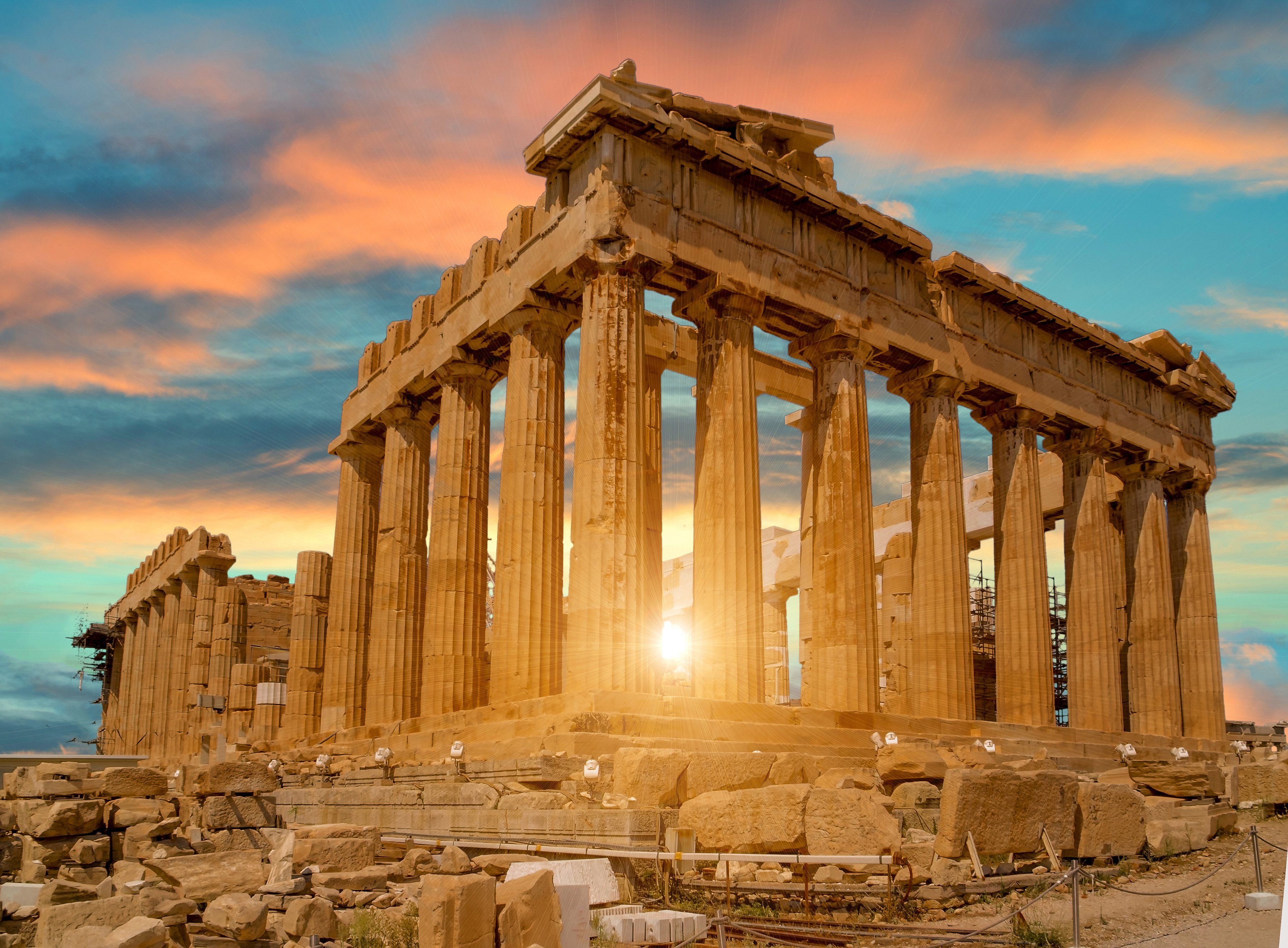 Papermoon Fotobehang Parthenon van Athene fotobehang maat 3,5 m x 2,6 m multicolor