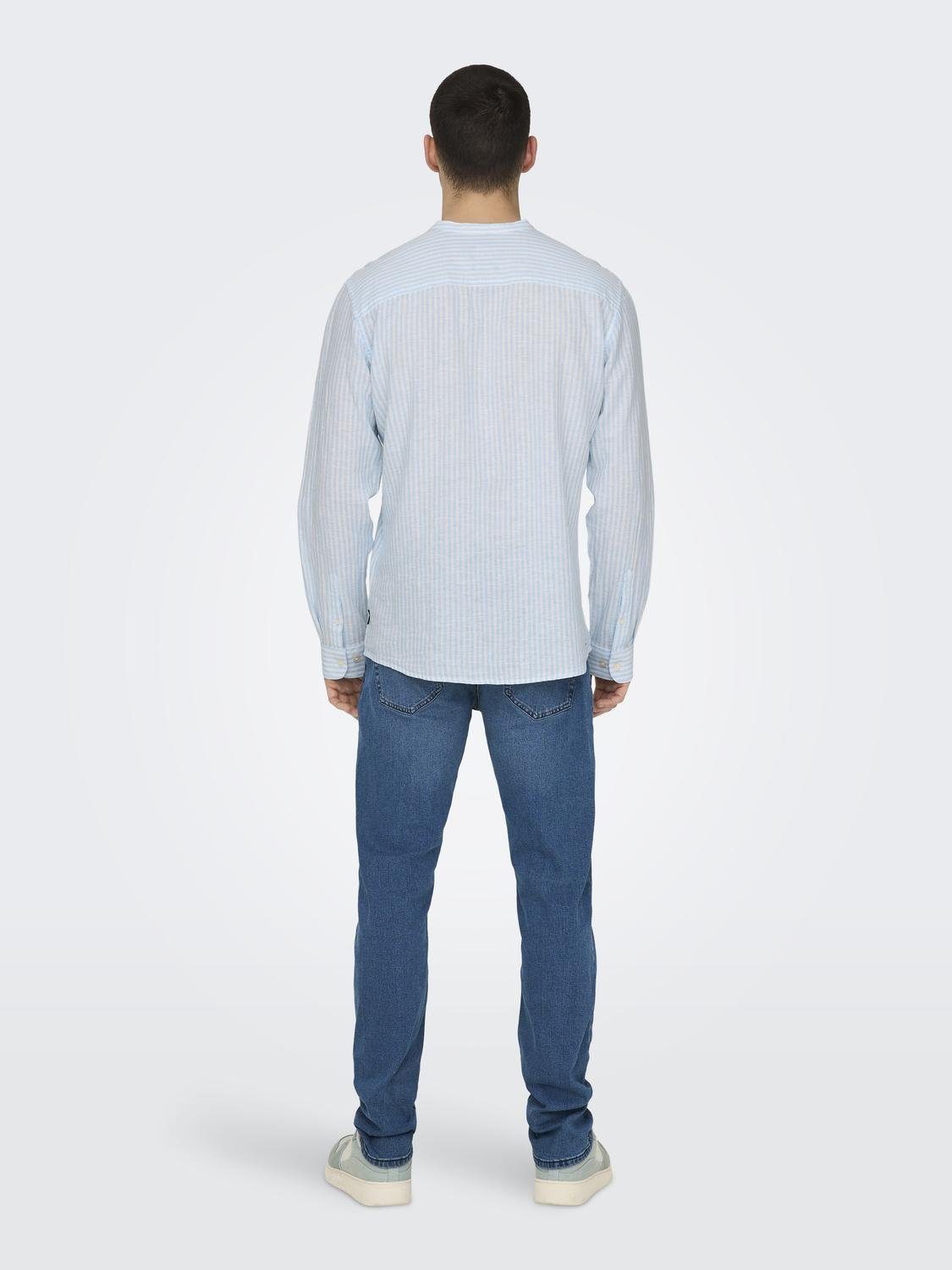 ONLY & SONS Overhemd met lange mouwen ONSCAIDEN LS MAO STRIPE LINEN SHIRT NOOS