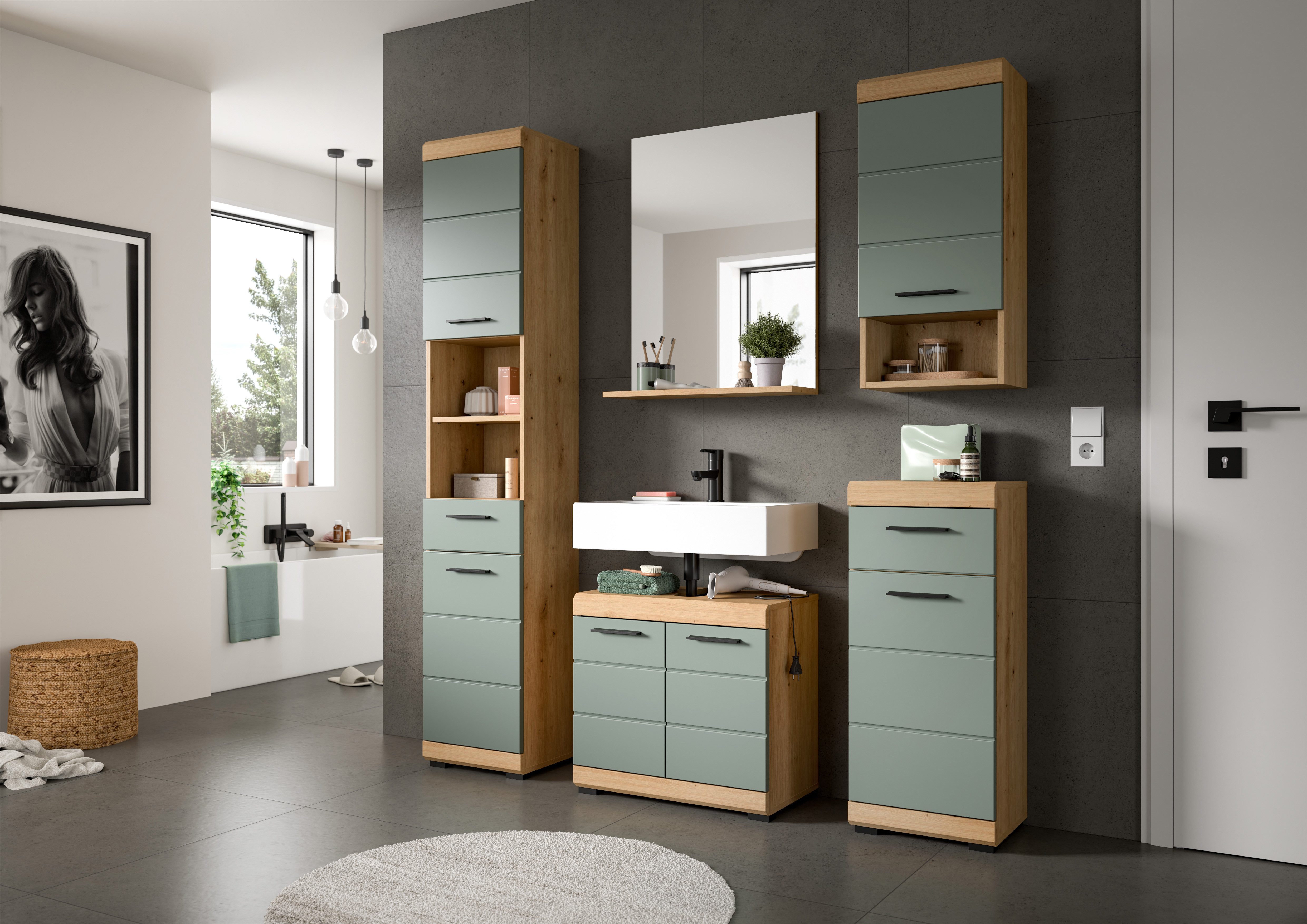 INOSIGN Wastafelonderkast Siena, breedte 60 cm, 2 deuren, 2 vakken, met sifonaansluiting, MDF-front in verschillende kleuren verkrijgbaar, badkamermeubels, badkamerkast, commode, badkamer (1 stuk)