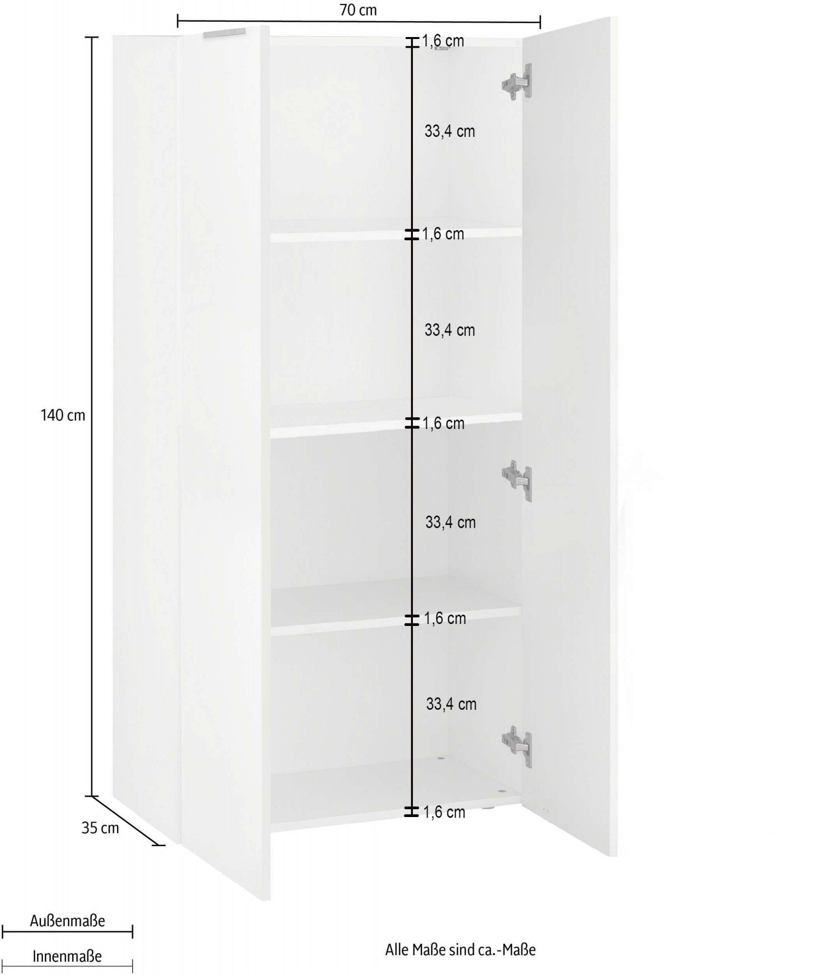 INOSIGN Boekenkast Dalia Archiefkast in modern ontwerp, breedte 70 x hoogte 140 cm, hoogglans (1 stuk)