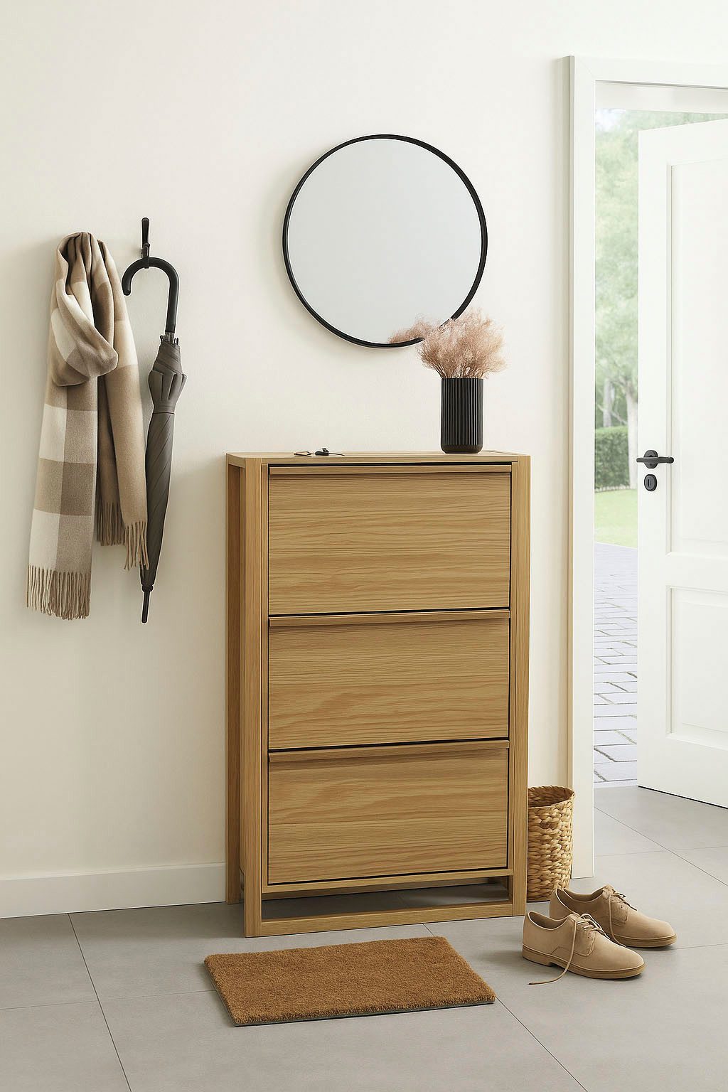 Woodman Schoenenkast NewEst Breedte 67 cm, met 3 kleppen, houtfineer van eiken, FSC®