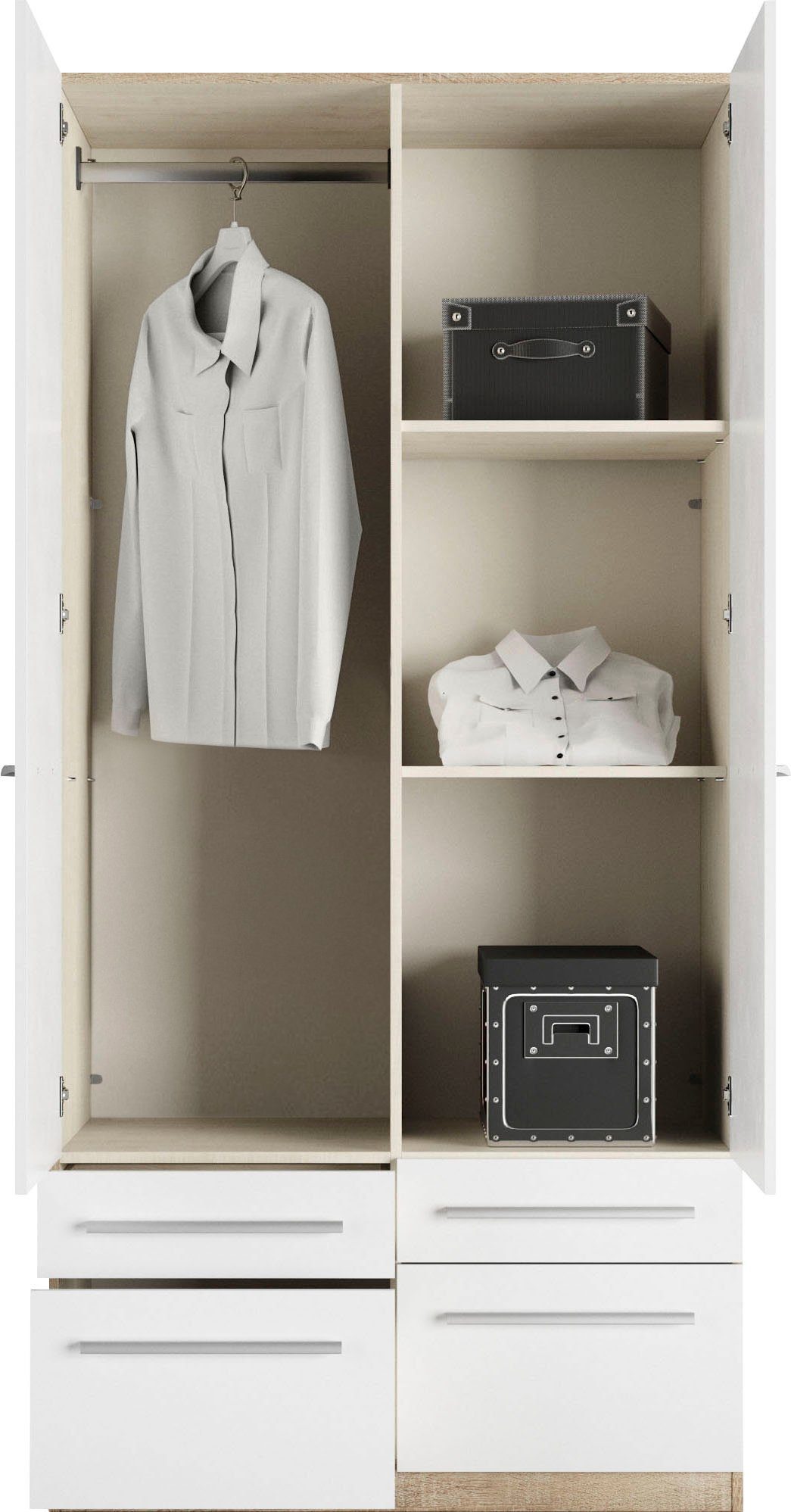 priess Kledingkast Kast garderobe waskast Barcelona in 5 breedtes veel opbergruimte, ruime lades, met spiegel, made in germany