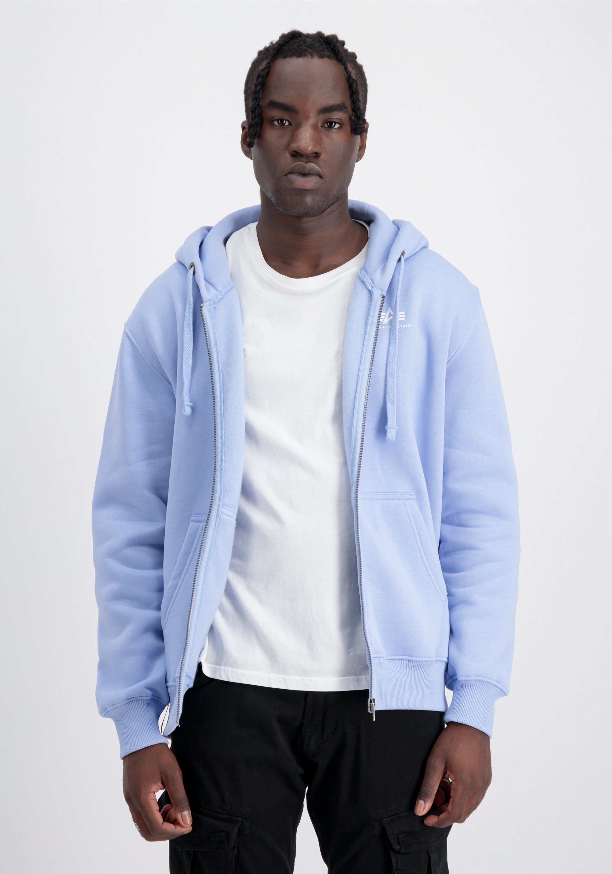Alpha Industries Hoodie Alpha Industries Men - Hoodies Basic Zip Hoodie Small Logo heren sweaters maat S blauw