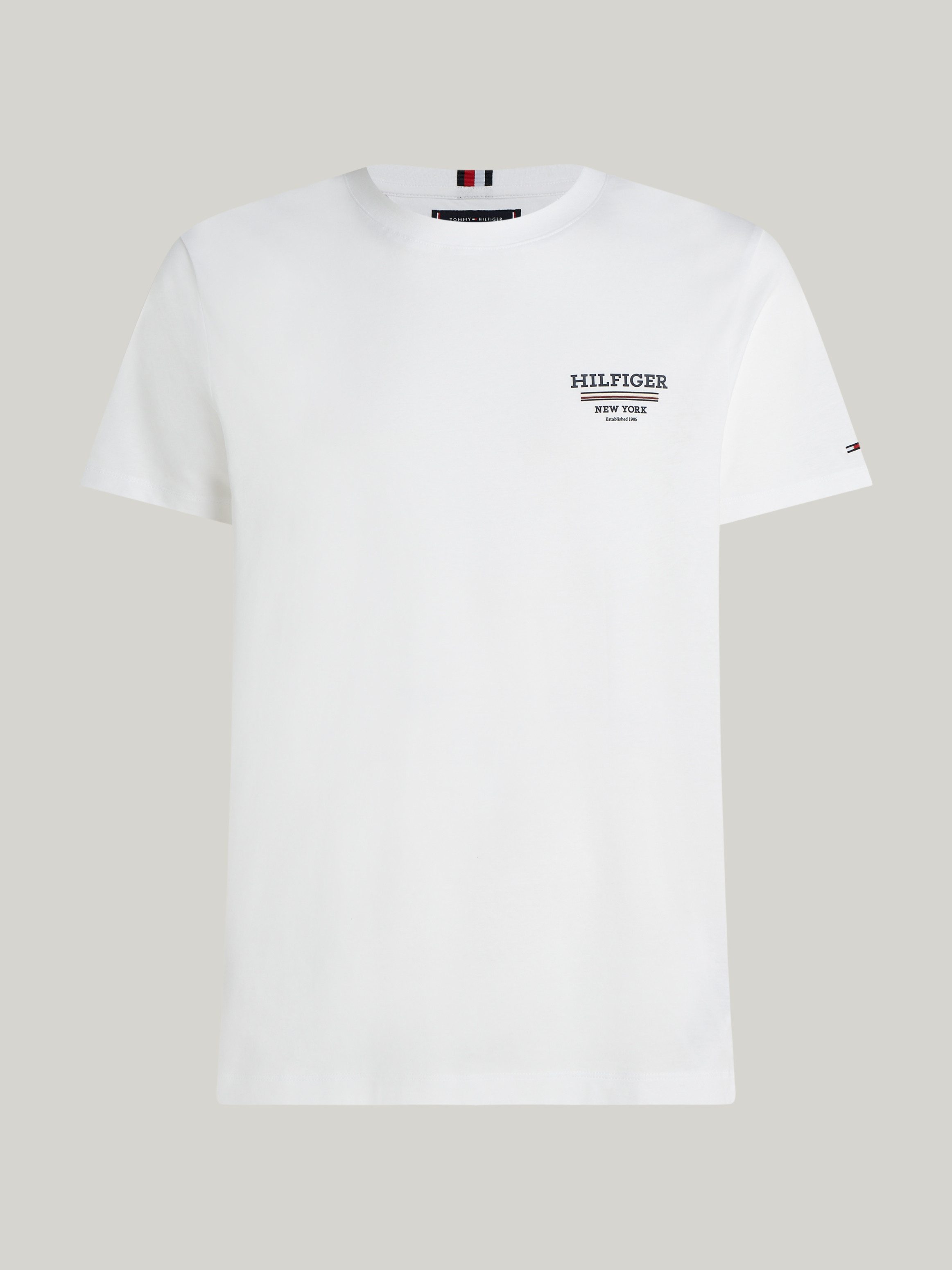 Tommy Hilfiger T-shirt HILFIGER GLOBAL STRIPE TEE contrastkleurige print op de borst