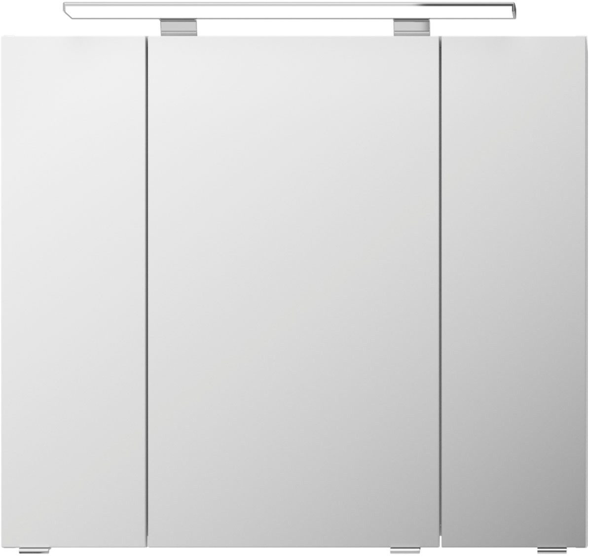 Saphir Badkamerspiegelkast Serie 4010 badkamer spiegelkast incl. LED-opbouwlamp Badkast 80 cm breed, 3 deuren, 6 glazen legplanken, incl. deurdemper