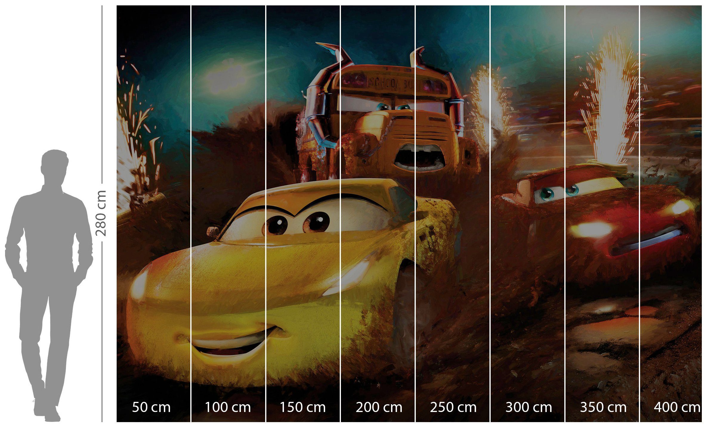Komar Vliesbehang Digitale print vlies - Cars Dirt Track - Afmeting 350 x 250 cm
