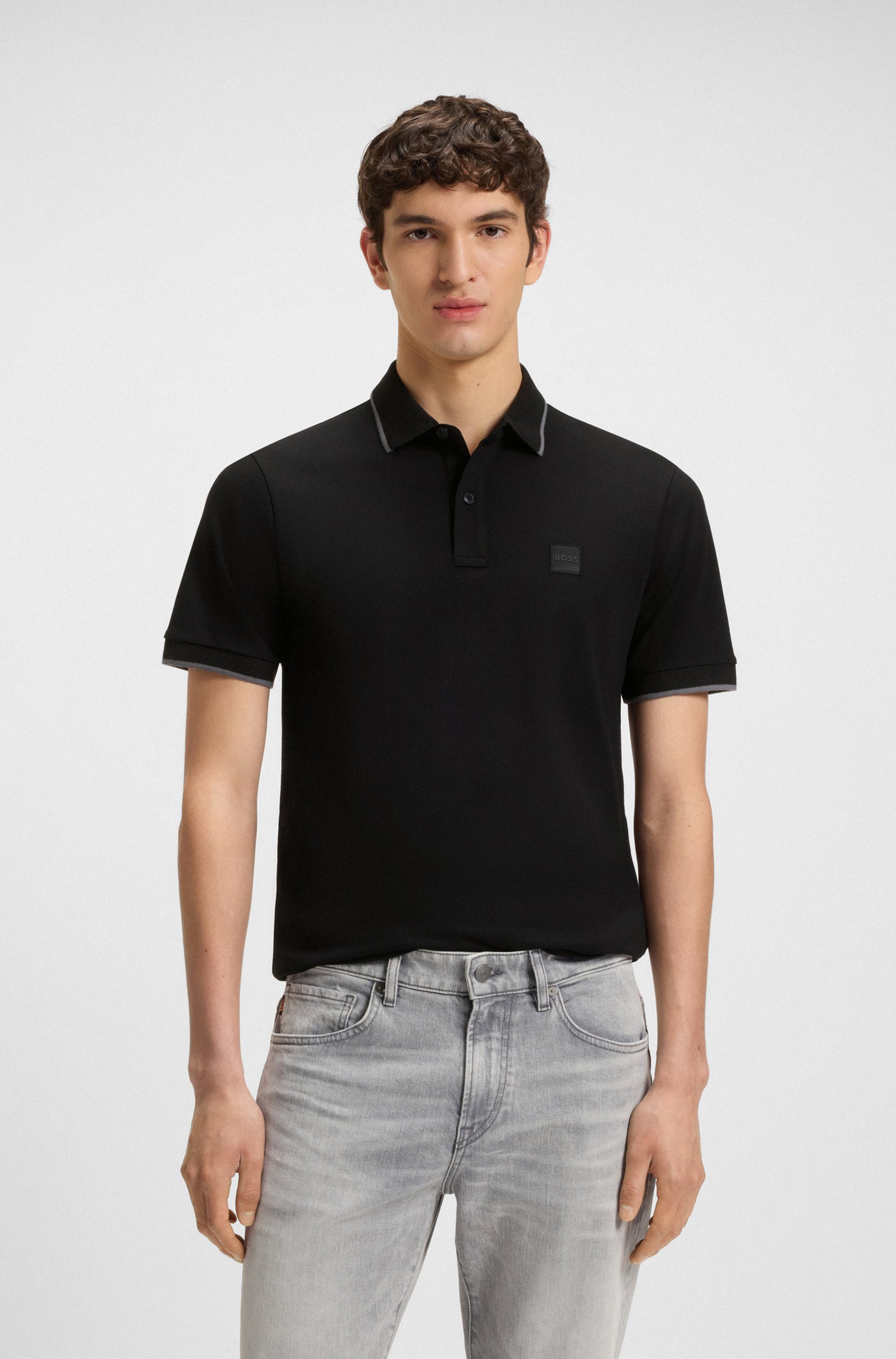 Boss Orange Poloshirt Passertip met boss badge