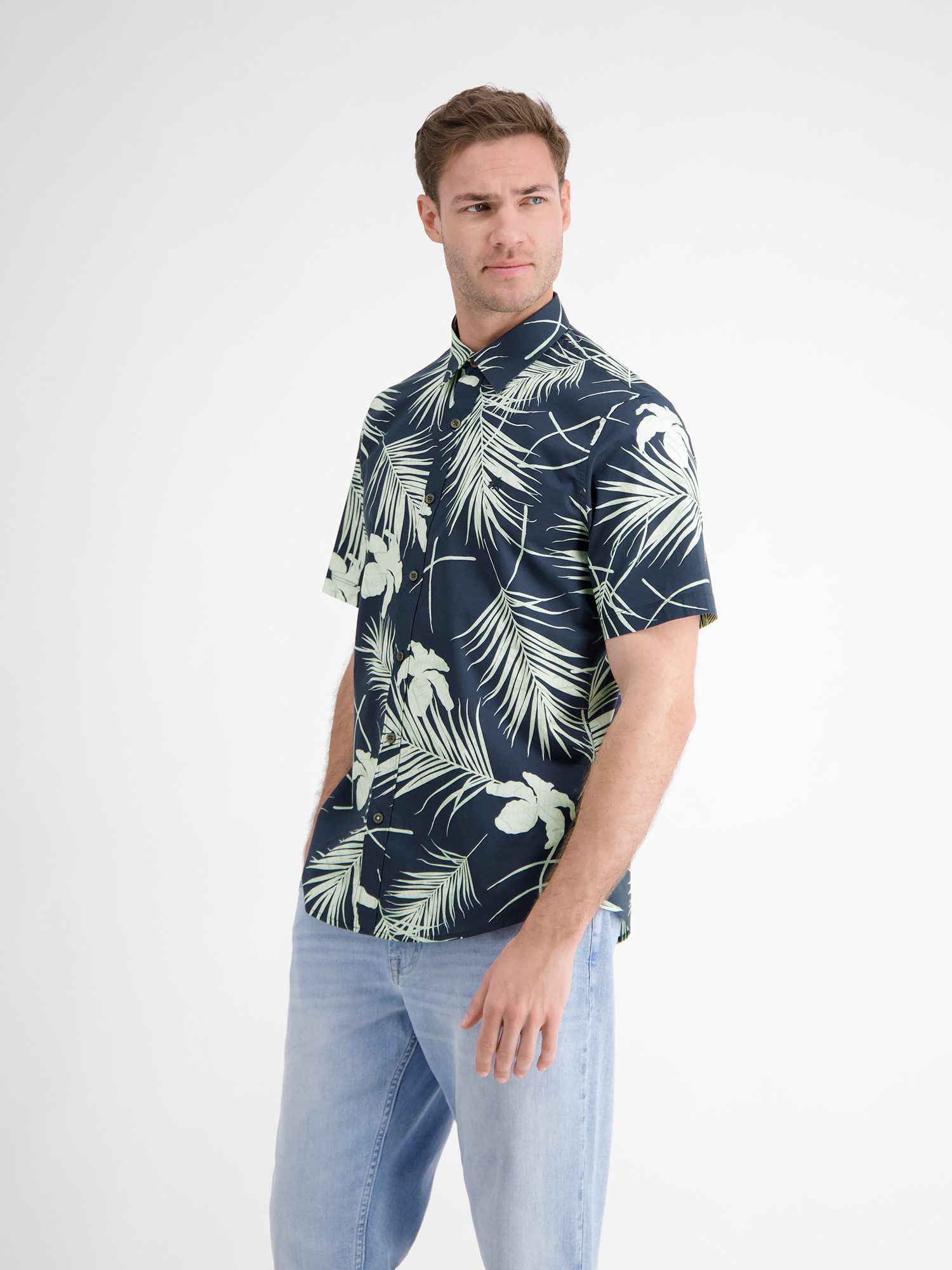 Lerros Overhemd met korte mouwen LERROS kortarmig heren overhemd, Hawaiian-stijl
