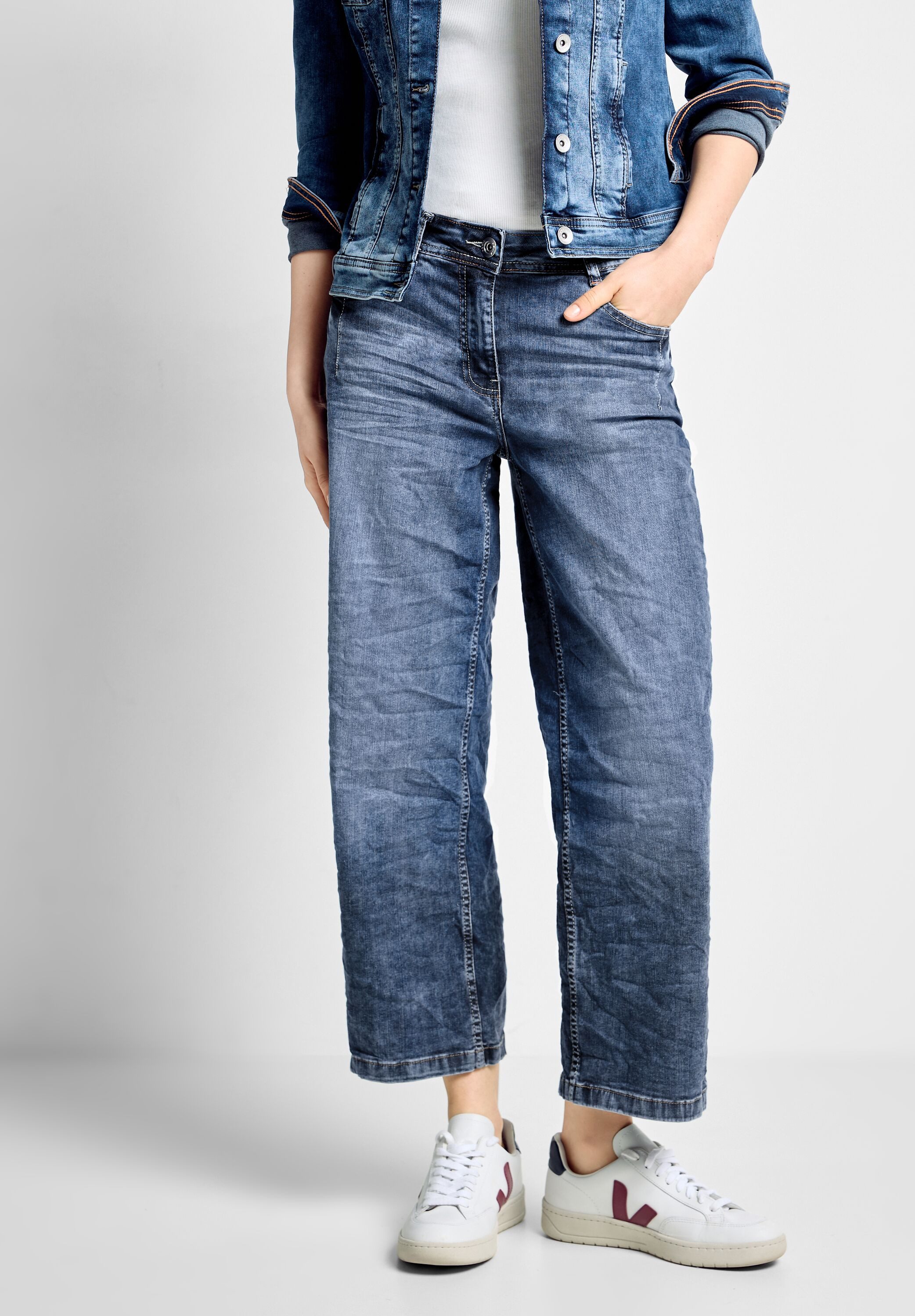 Cecil Loose fit jeans Style Neele met wijde pijpen