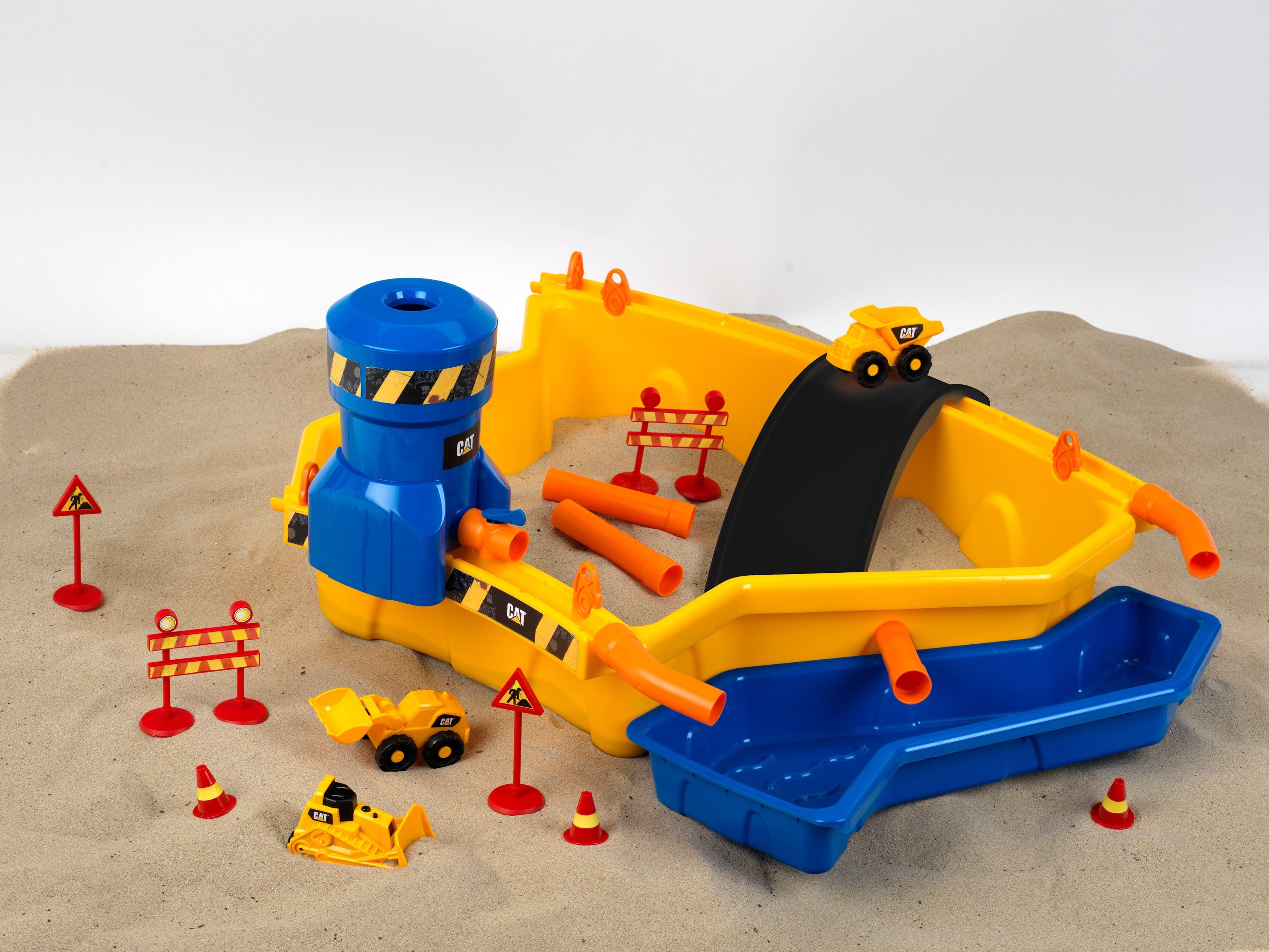 Klein Speelgoed-shovel Caterpilar CAT zandbouwplaats mega met 3 cat® voertuigen, made in germany (set, 28-delig)