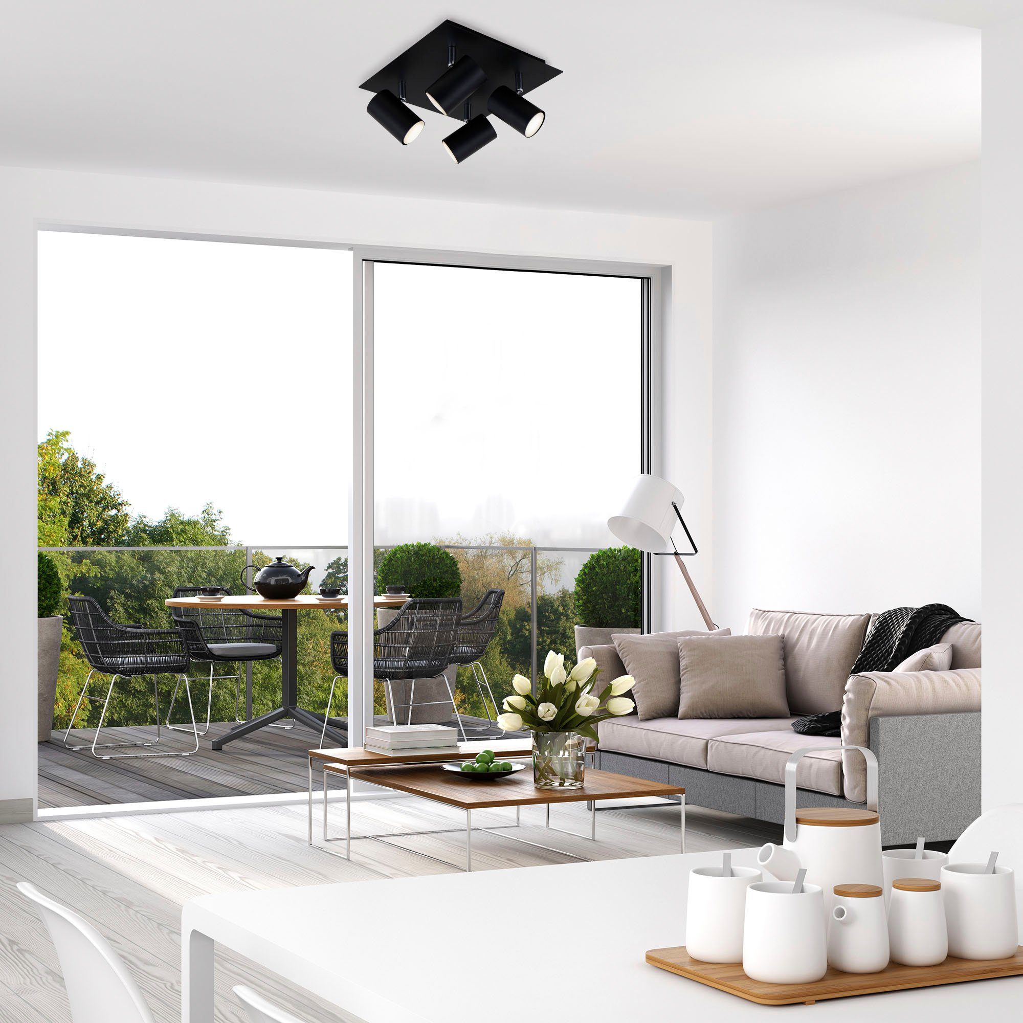 Briloner Leuchten Ledplafondspots 2857045 Run Plafondlamp, 26,5x26,5x12,3 cm, zwart, max. 40W, GU10, woonkamer