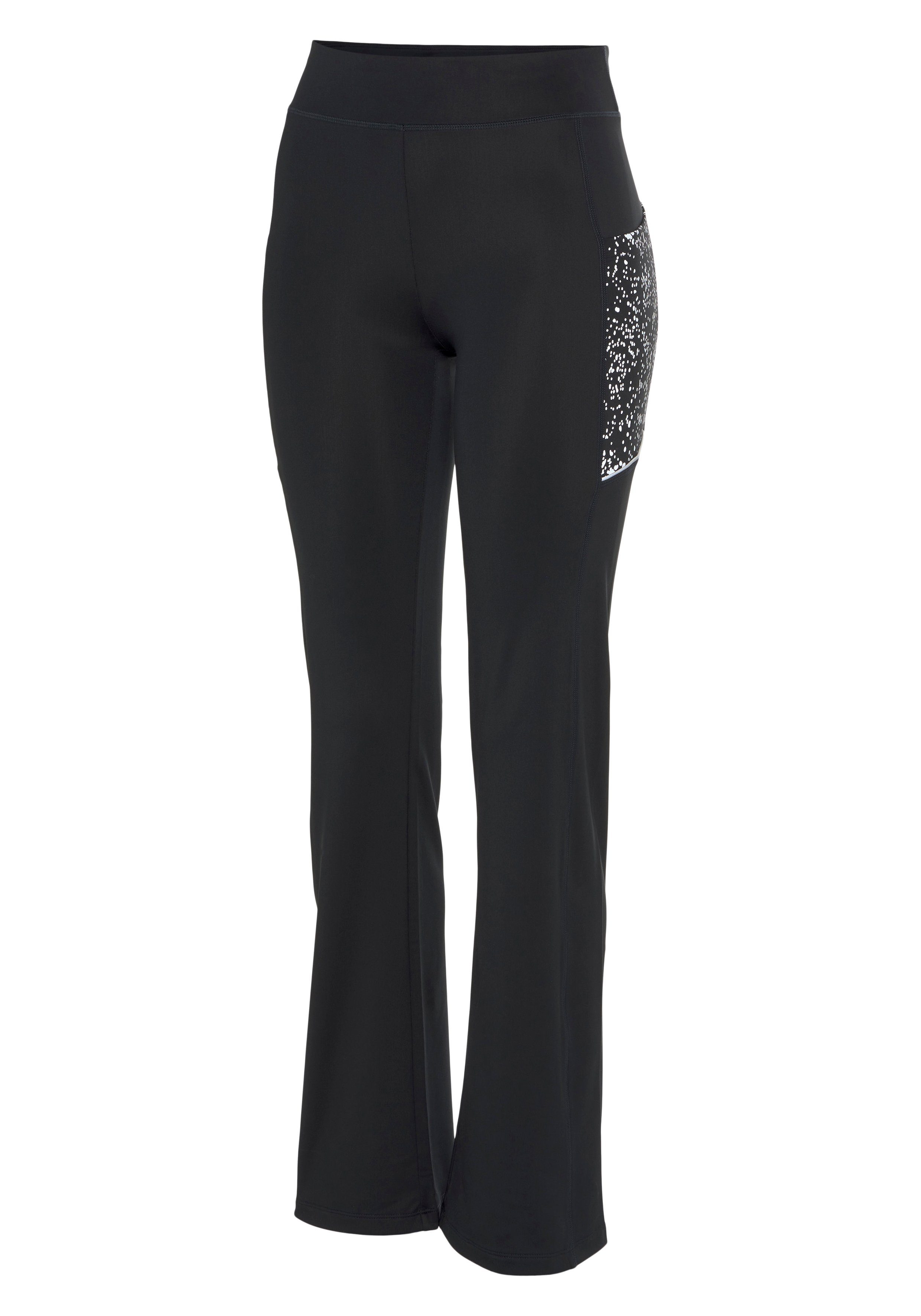 active by Lascana Functionele broek -Sportbroek met reflecterende print en telefoontas