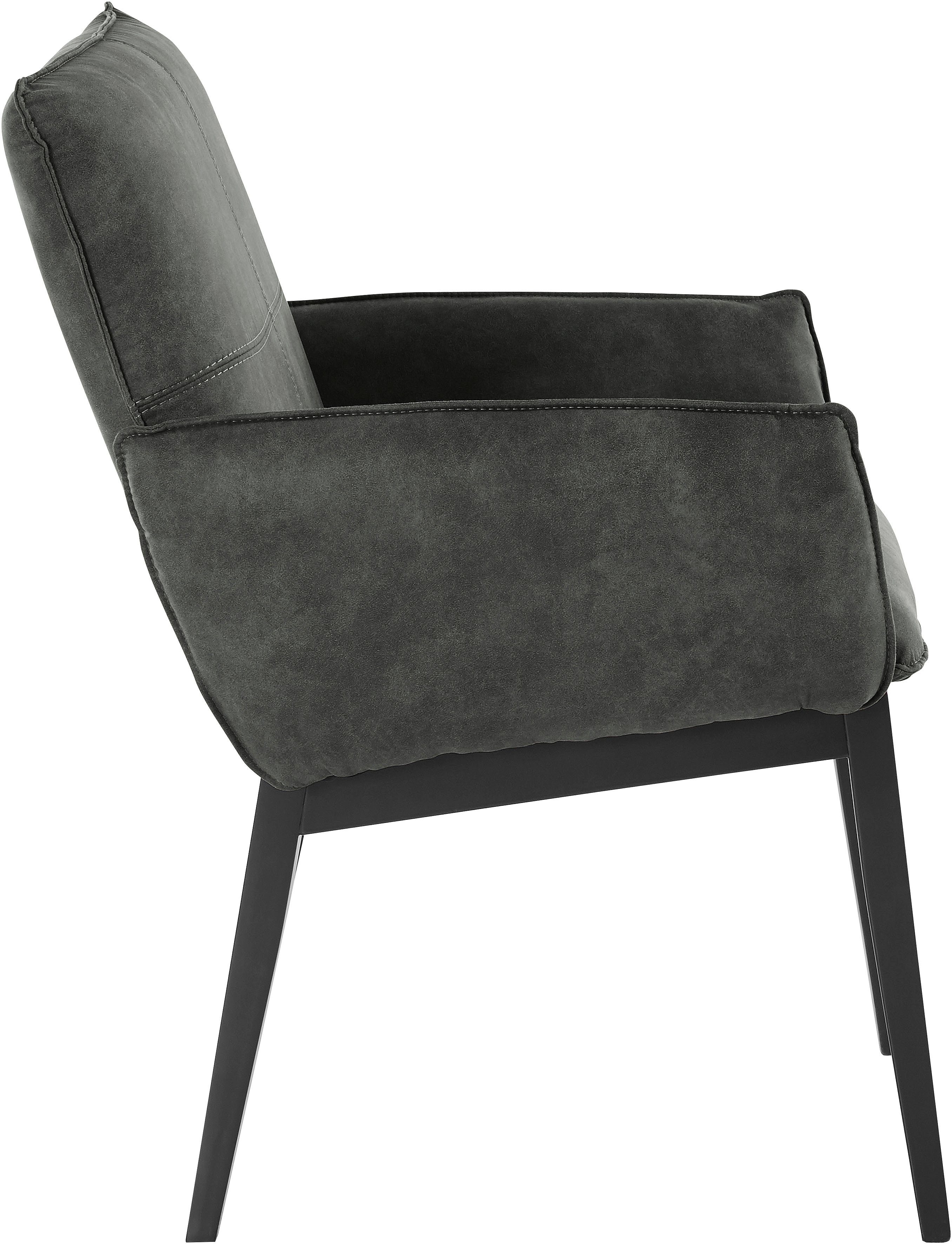 Home affaire Stoel met armleuningen Model 6 Bekleding van microvezel of leer, frame is beuken in zwart gelakt (2 stuks)