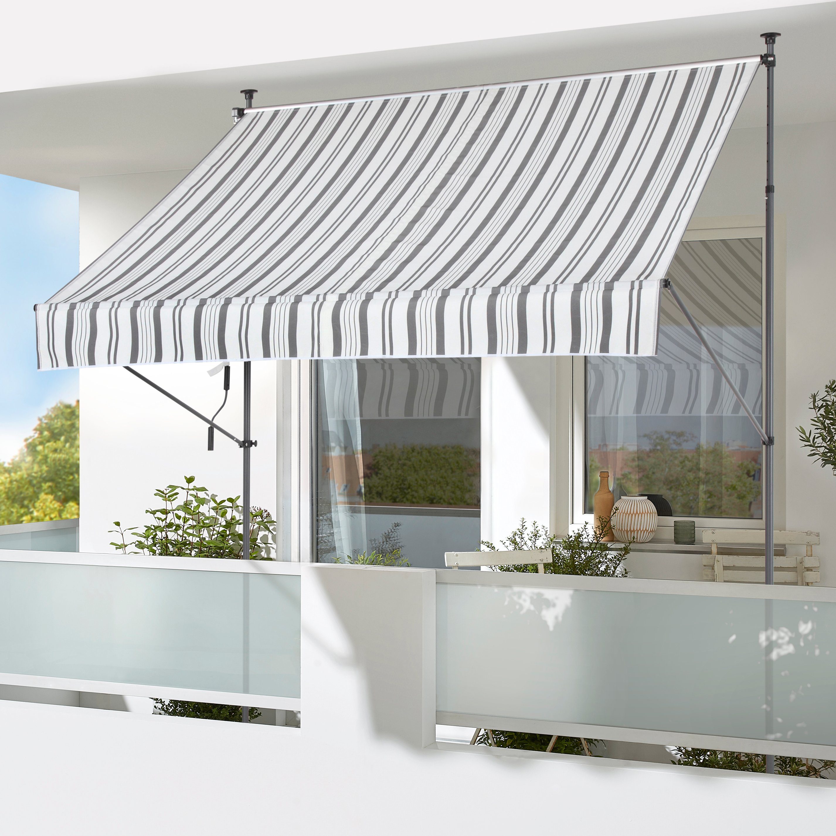 KONIFERA Klemzonnescherm Breedte/uitval: 400x150 cm zonneschermen grijs