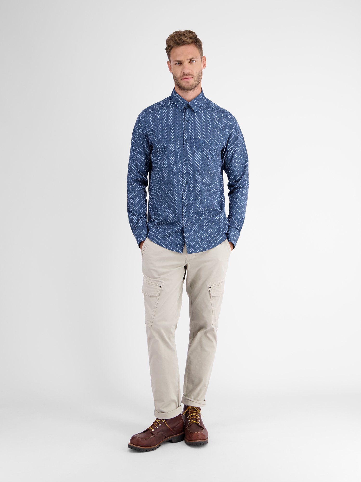 Lerros Overhemd met lange mouwen LERROS poplin overhemd met minimal alloverprint