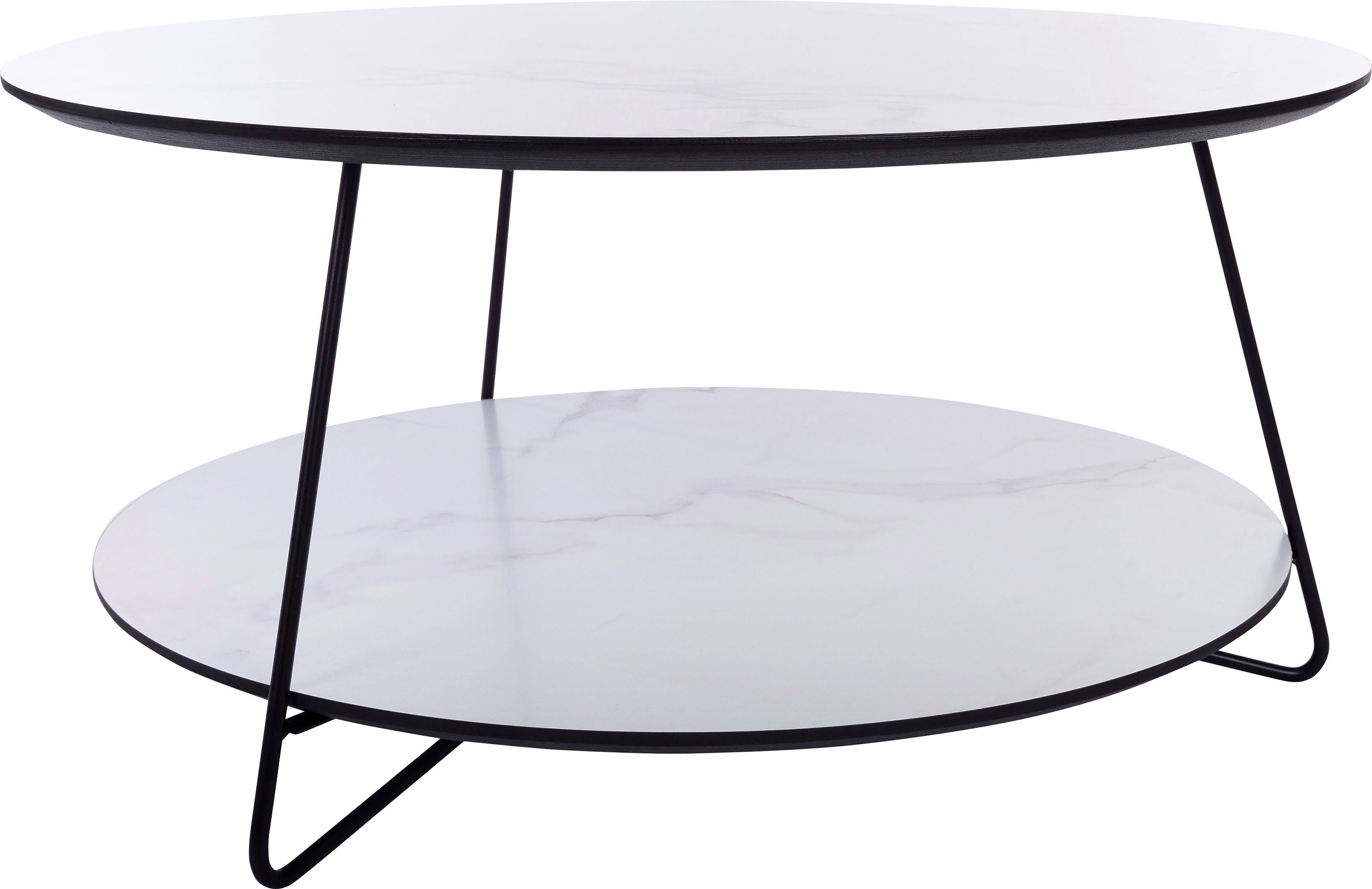 Home affaire Salontafel rond, met grijs, wit in marmer look gelakte tafelblad