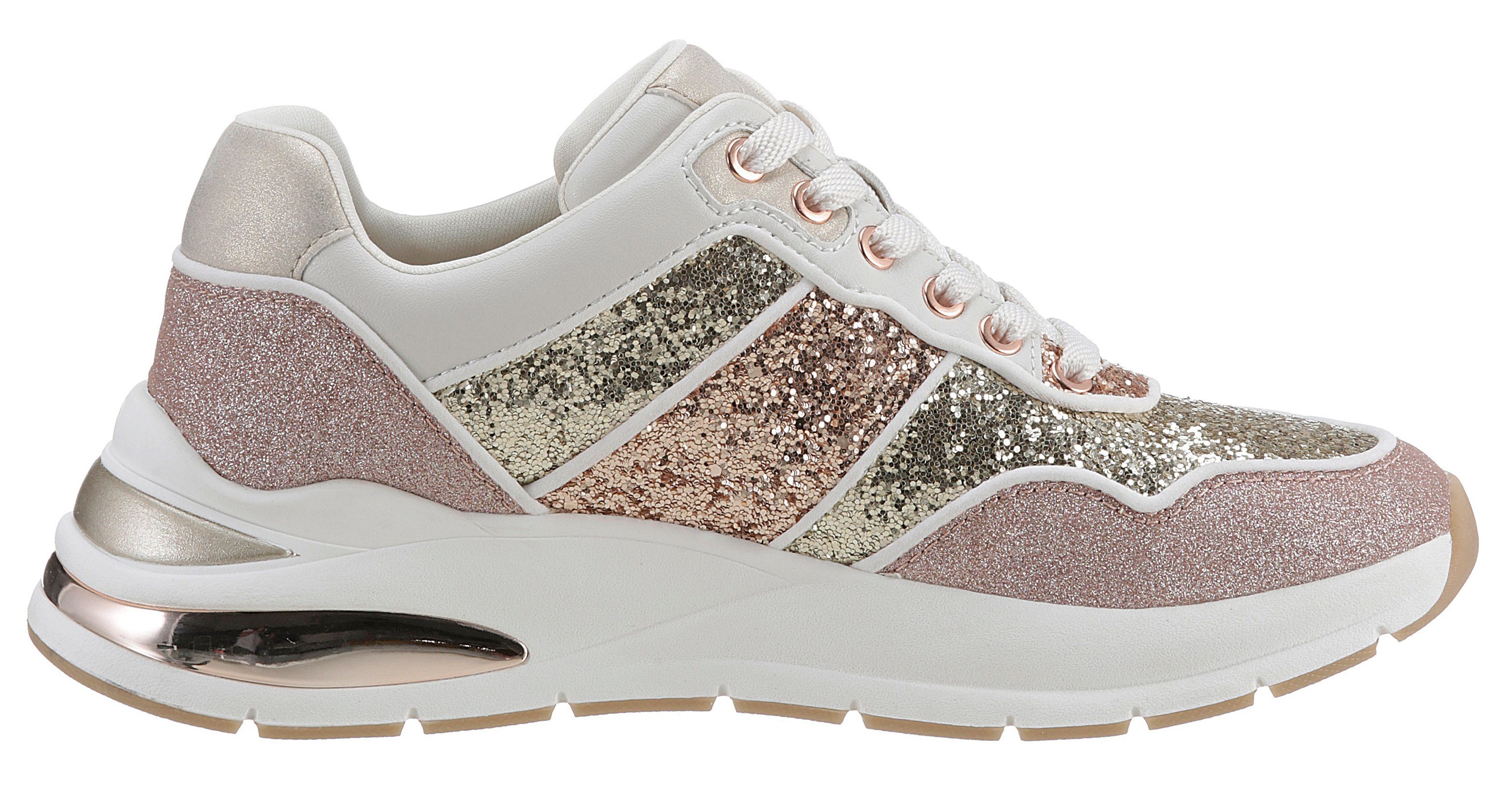 Tamaris Sneakers in sprankelende look, vrijetijdsschoen, lage schoen, veterschoen