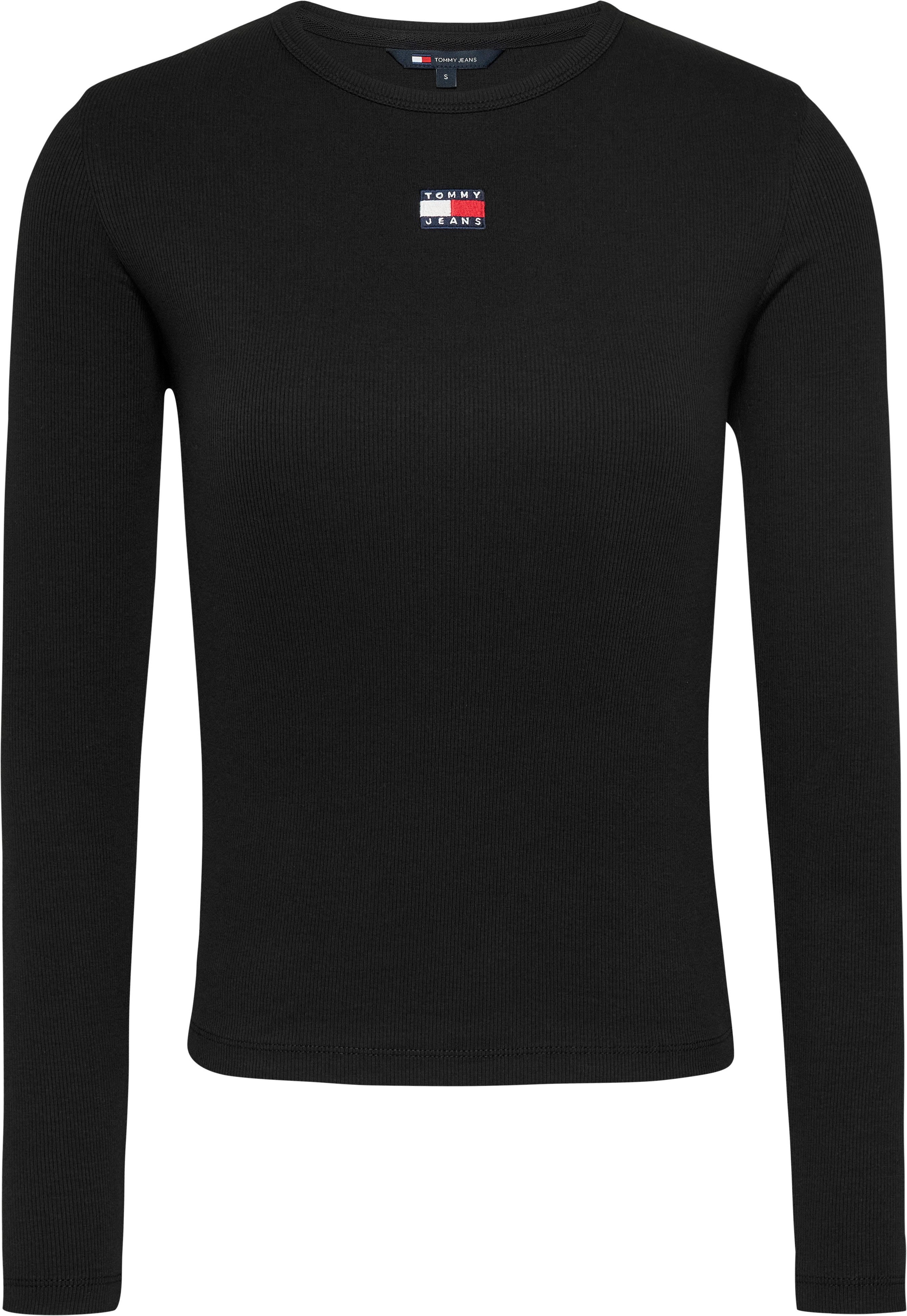 Tommy Jeans Curve Shirt met lange mouwen TJW SLIM LS BADGE TEE EXT in grote maten badge lange mouw