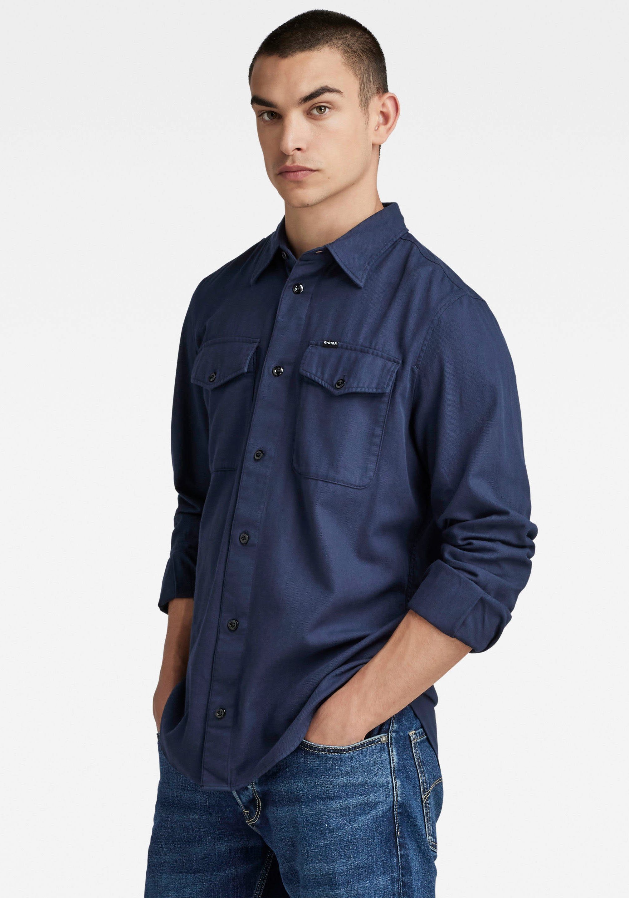 G-Star RAW Jeans overhemd Marine Slim met klepzakken