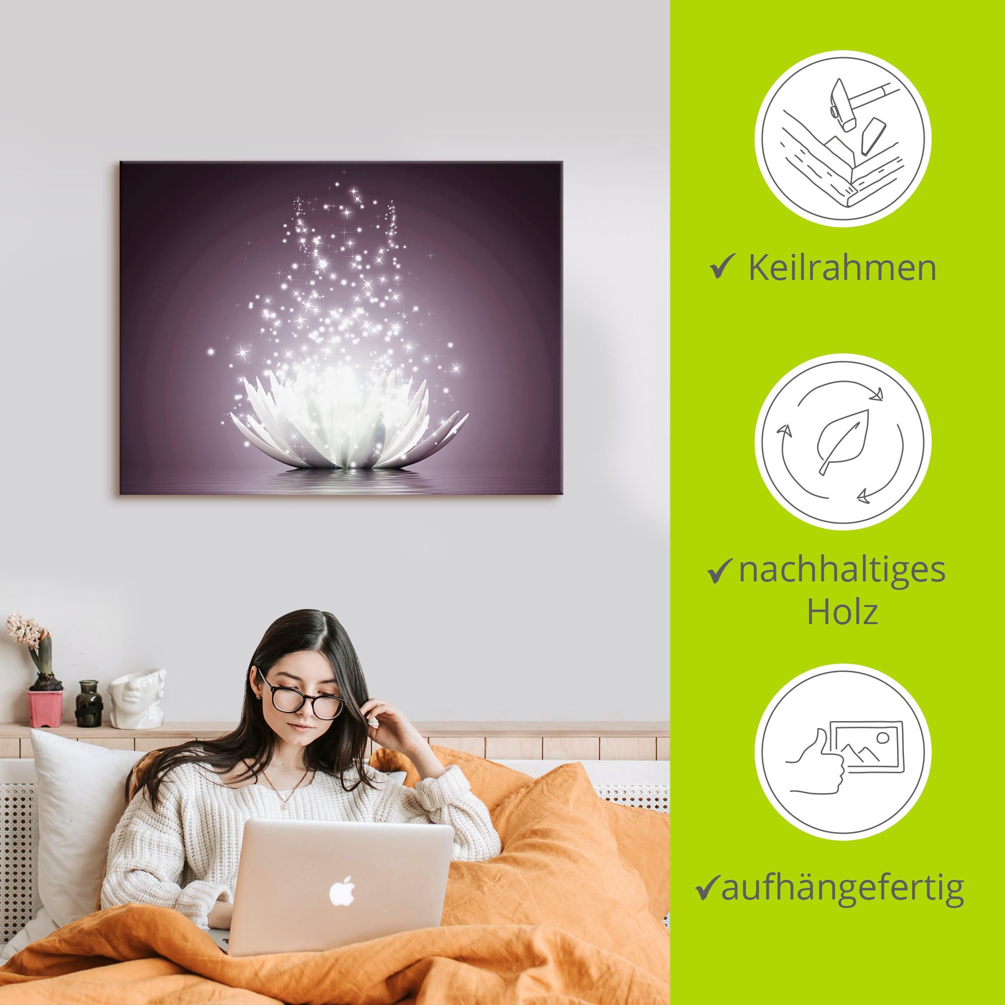 Artland Artprint Magie van de lotusbloem als artprint op linnen, poster, muursticker in verschillende maten