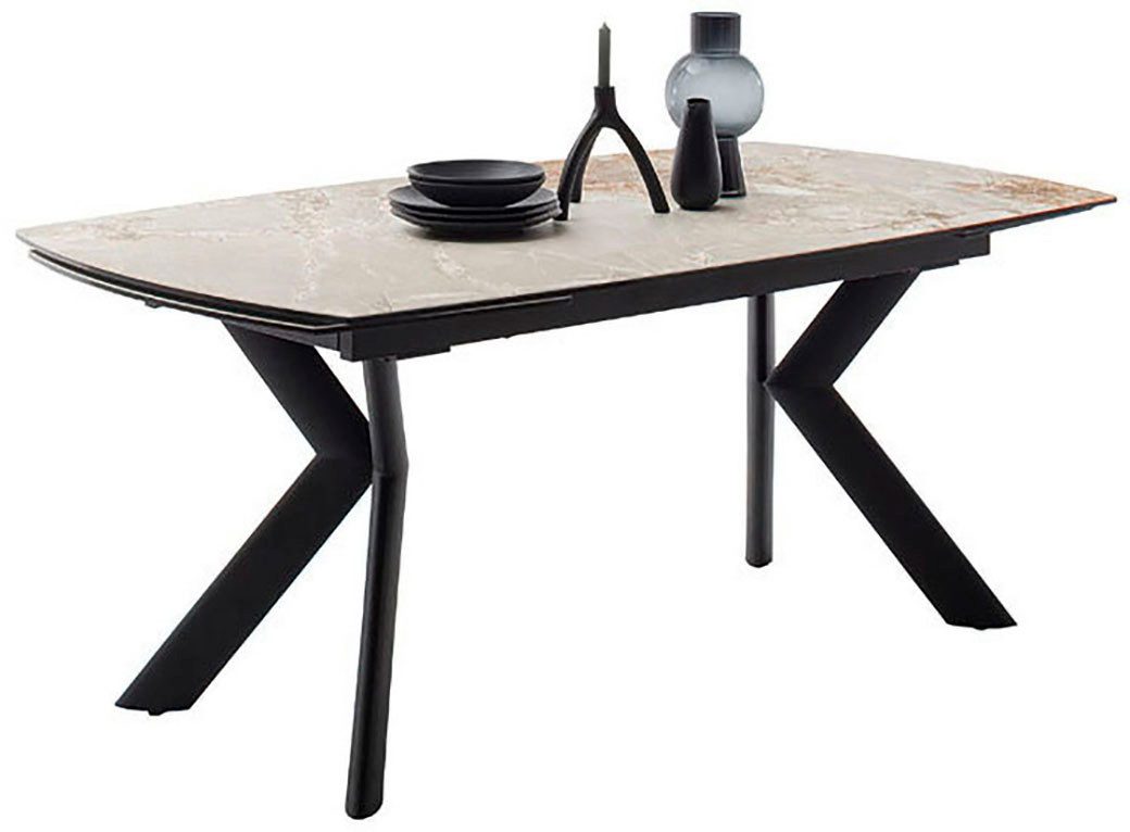 MCA furniture Eettafel OSSANA vierpoot tafel 180-260 cm Keramiek, metaal, eindschuif, uittrekbaar, tafelblad 13 mm, 8-10 personen
