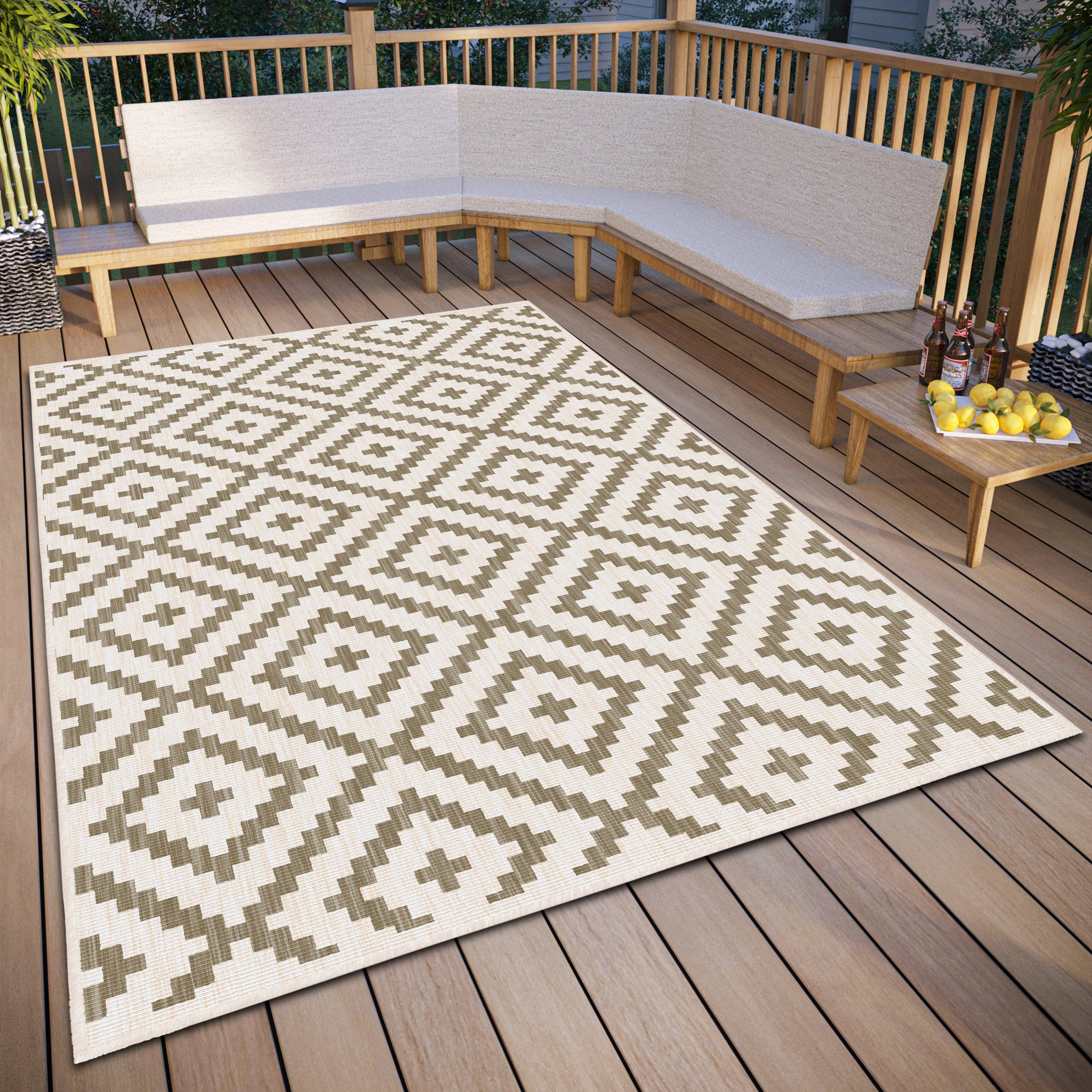 my home Vloerkleed Ronda tweezijdig te gebruiken kleed Sisal-look, platweefsel, in- en outdoor, geometrisch boho design moderne vloerkleden maat 160