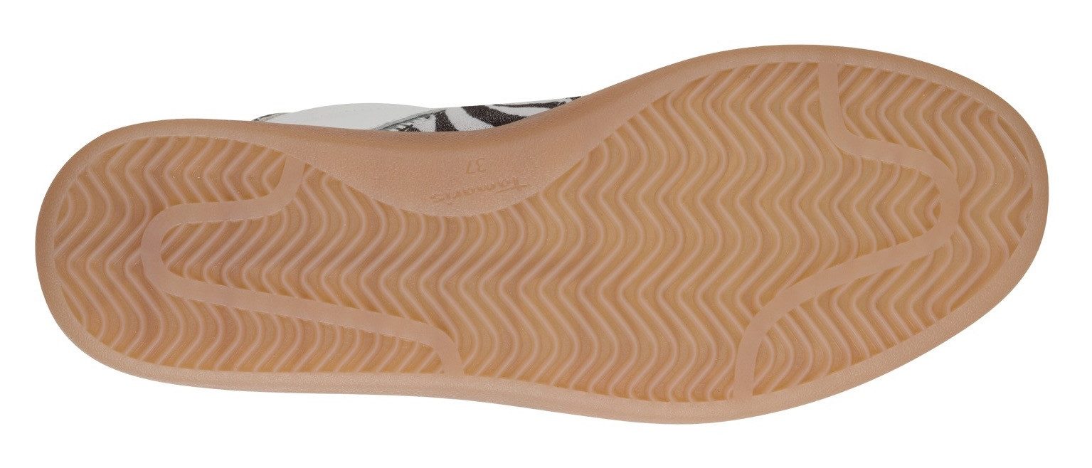 Tamaris Plateausneakers , vrijetijdsschoen, lage schoen, veterschoen met glitter op de hiel