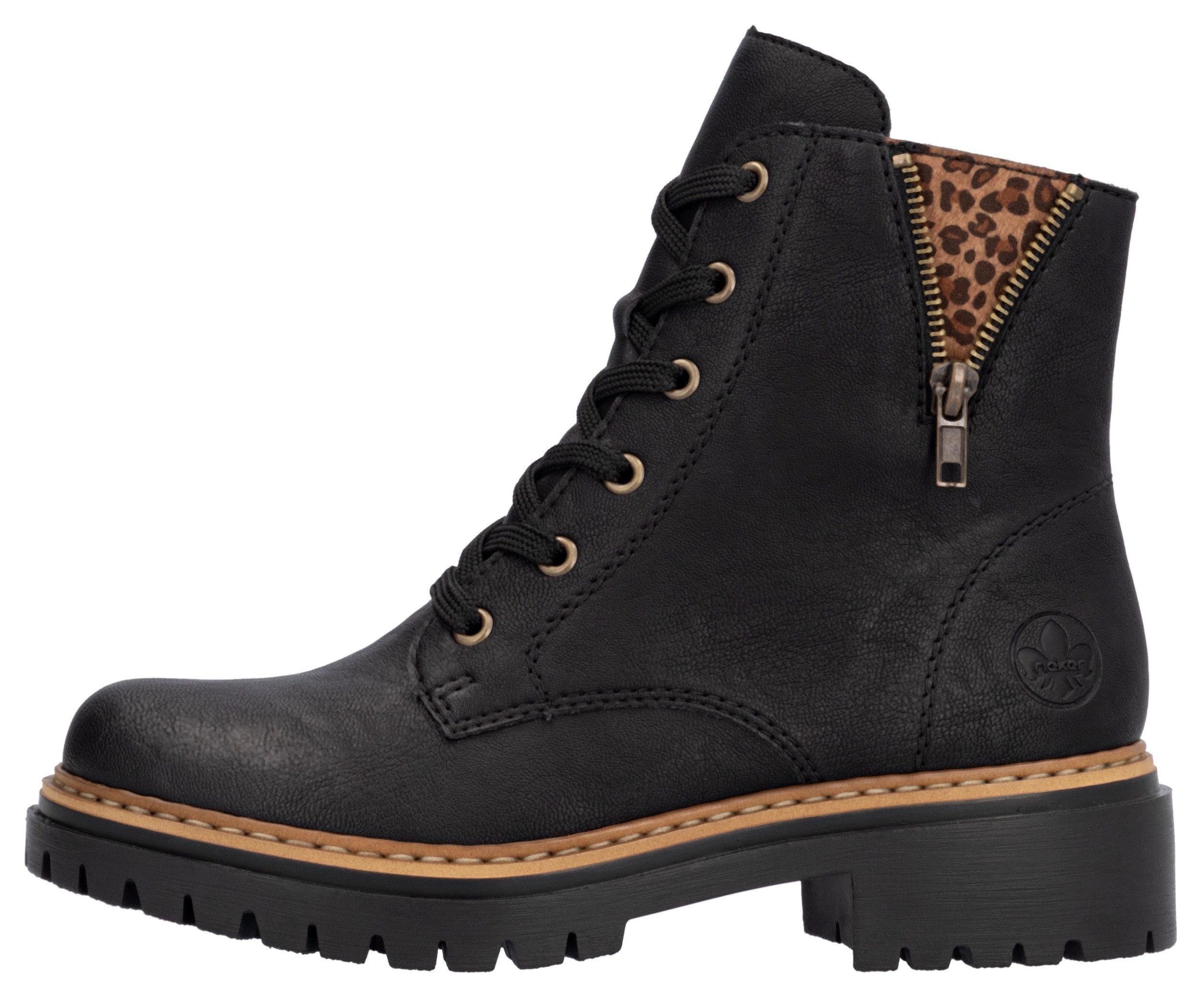 Rieker Veterlaarsjes lace-up boots, block heel, with practical inner zipper